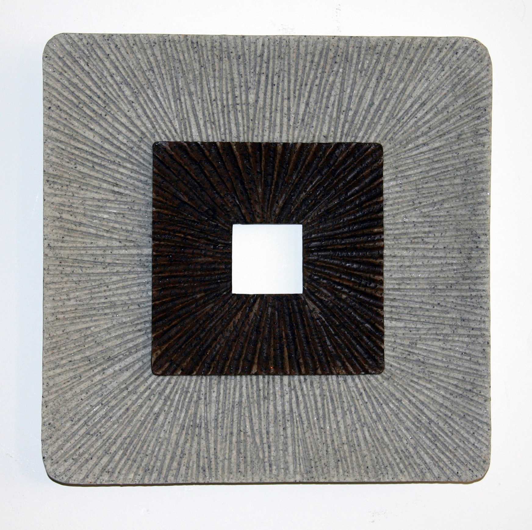 1 x 14 x 14 Brown & Gray Square Ribbed Wall Art featuring a modern spiral design and ribbed finish, crafted from durable sandstone.