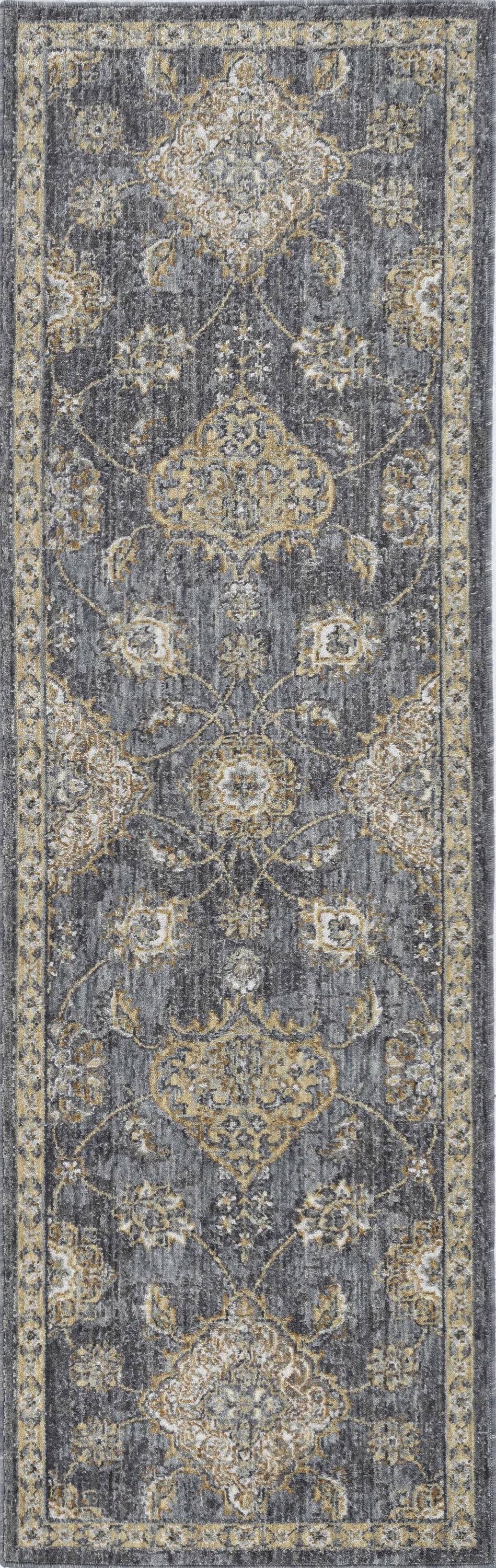 108 x 156 Slate Grey Wool Rug featuring a vintage traditional design, soft wool texture, and elegant slate grey color, perfect for living rooms.