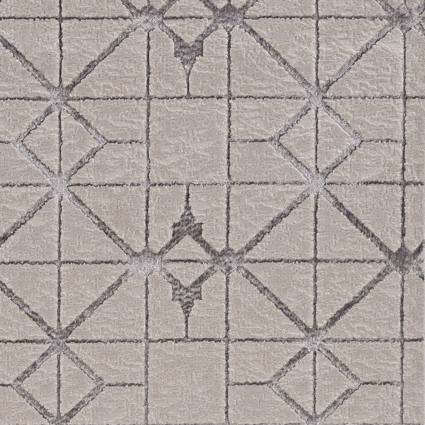 10x13 inches ivory silver machine woven geometric indoor area rug with soft texture and metallic highlights, perfect for living rooms.