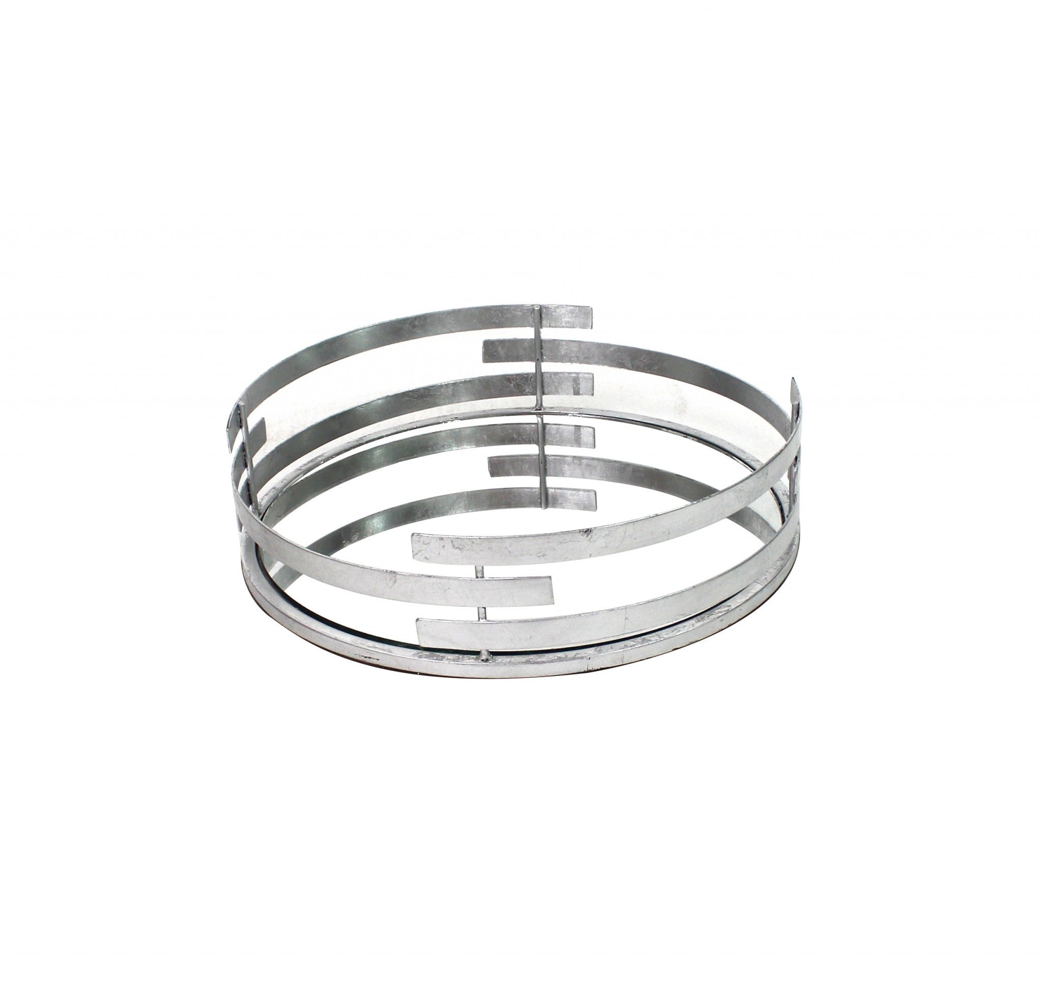 14 x 14 x 4 Silver Minimalist Line Mirror Tray with elegant design and mirrored bottom, perfect for home decor.