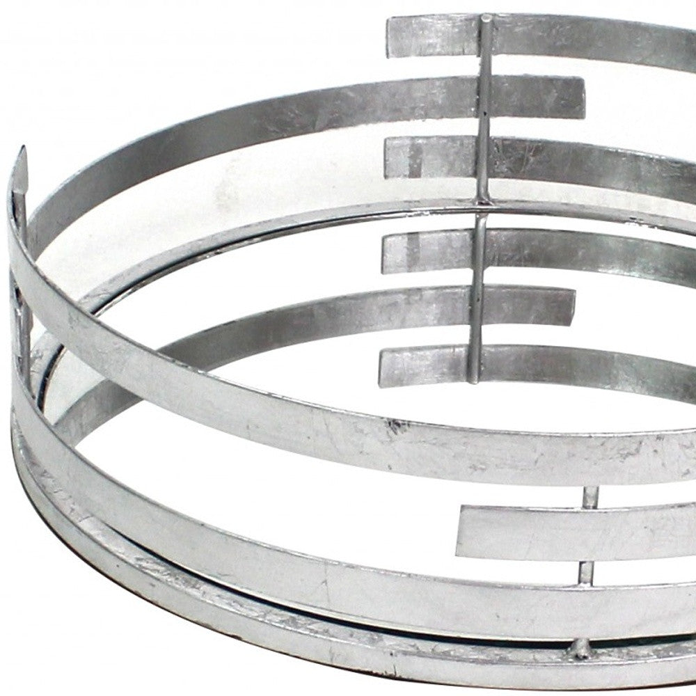 14 x 14 x 4 Silver Minimalist Line Mirror Tray with elegant design and mirrored bottom, perfect for home decor.