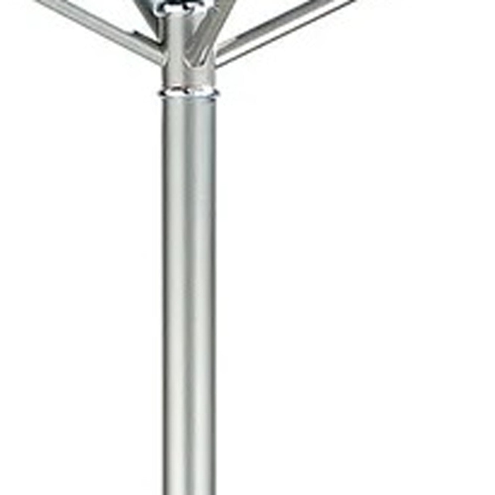 14 inches x 70 inches champagne powder coated steel umbrella stand coat rack with chrome accents, designed for modern spaces.