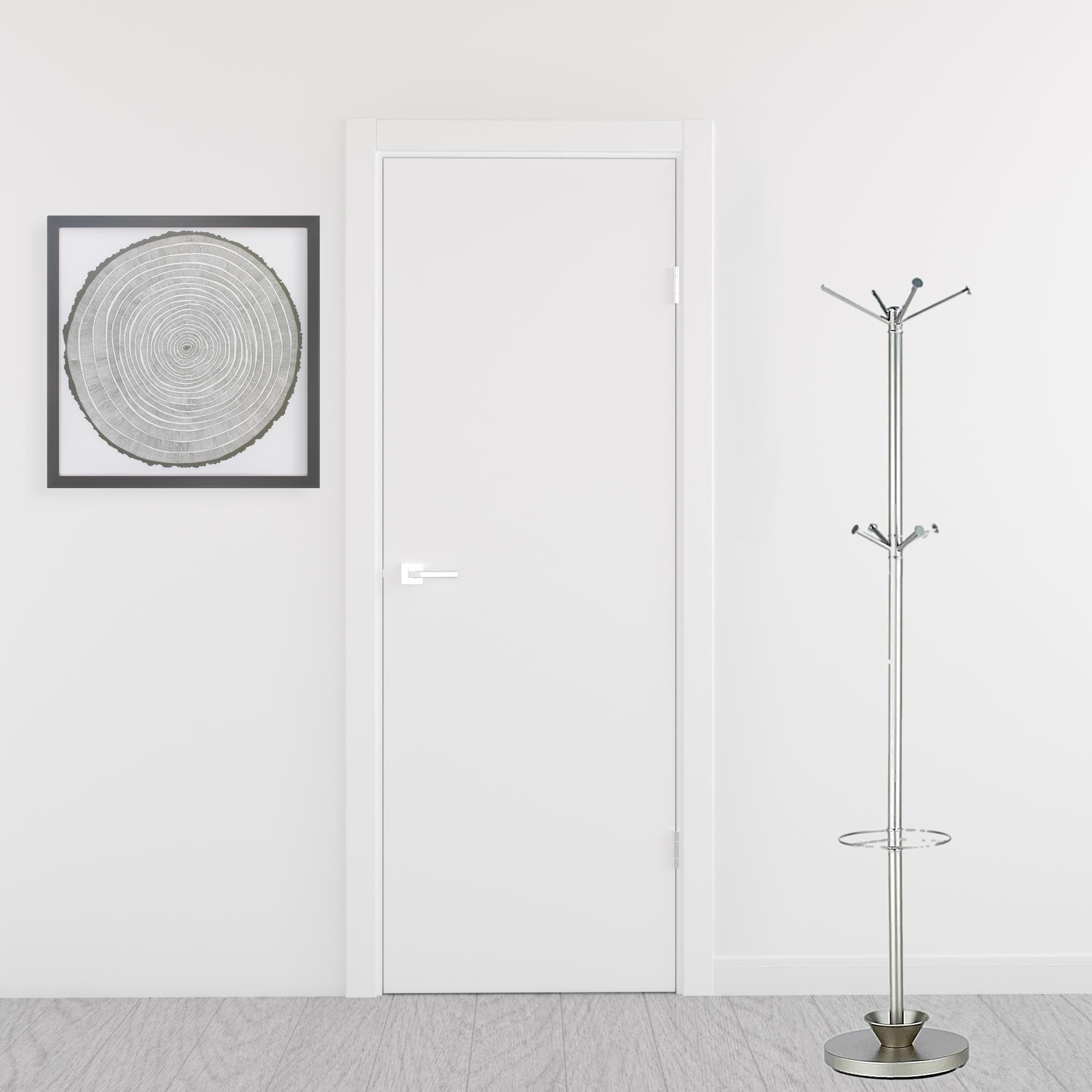 14 inches x 70 inches champagne powder coated steel umbrella stand coat rack with chrome accents, designed for modern spaces.