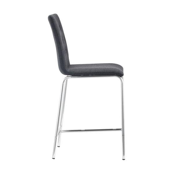 Stylish 16.5" X 19.7" X 39" Graphite Polyblend Counter Chair with sculpted seat and back design in industrial gray.