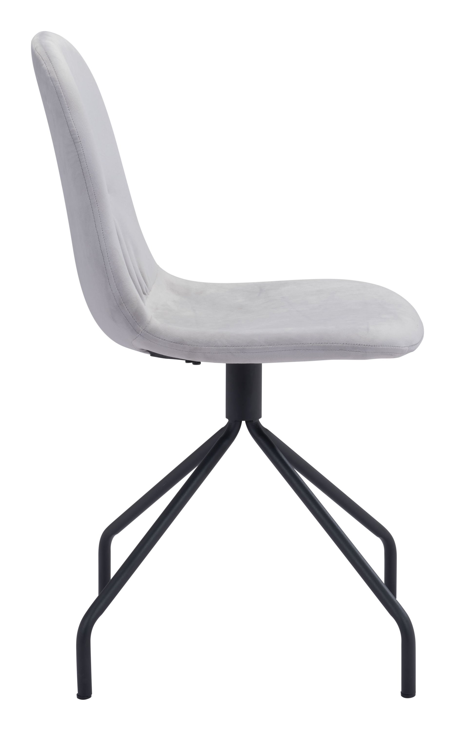 Light gray velvet chair set featuring a modern design with a wide back, made from steel and plywood, perfect for dining or office use.