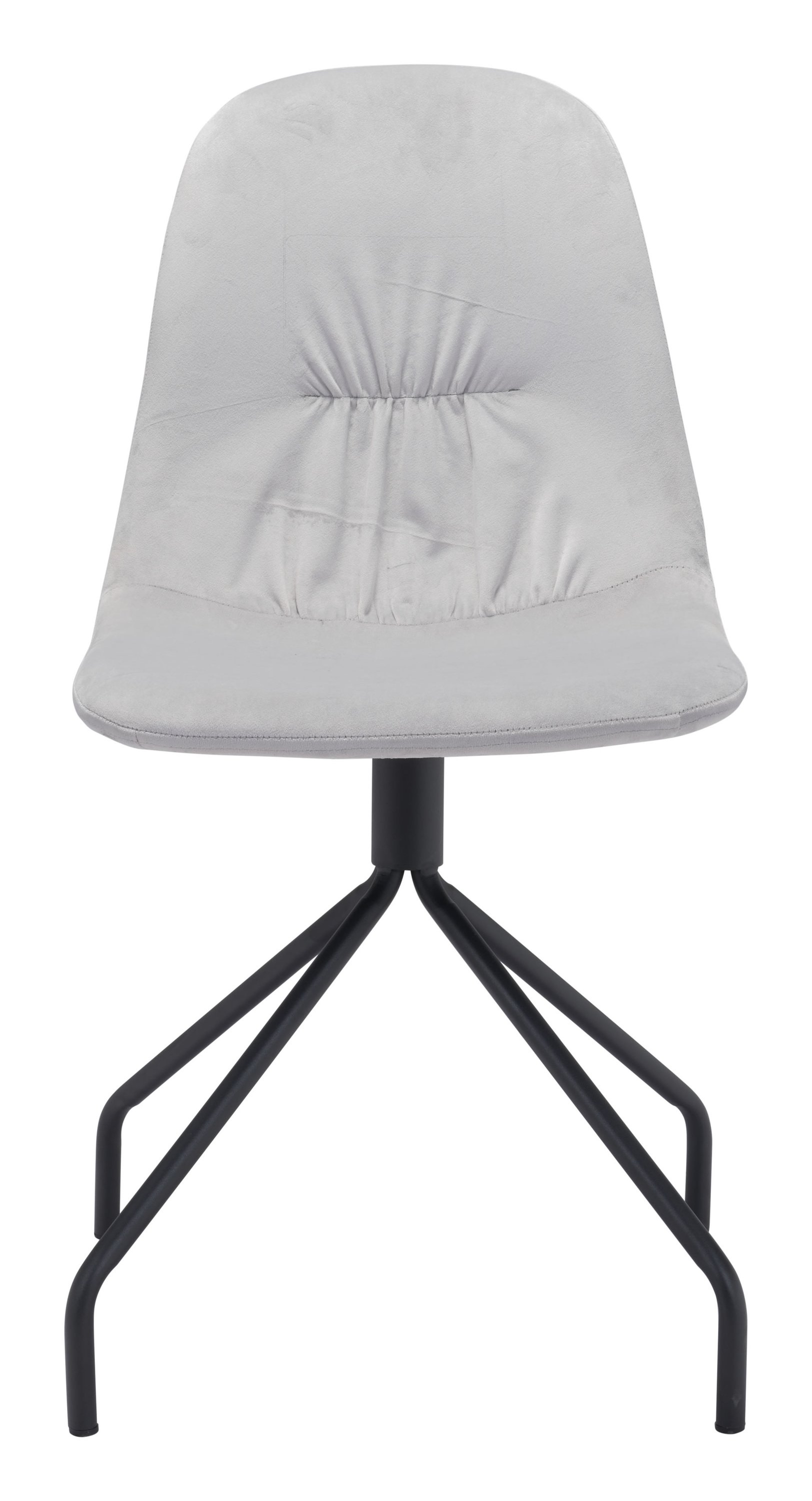 Light gray velvet chair set featuring a modern design with a wide back, made from steel and plywood, perfect for dining or office use.