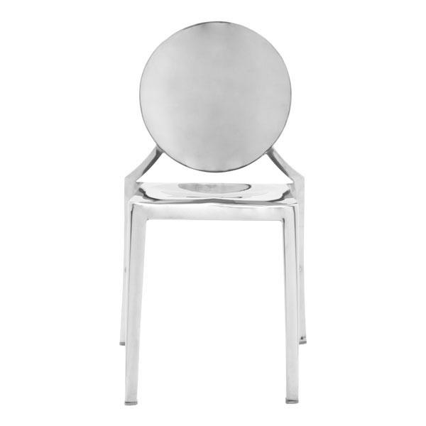 Two elegant stainless steel dining chairs with gold finish, showcasing modern design and comfortable upholstery.