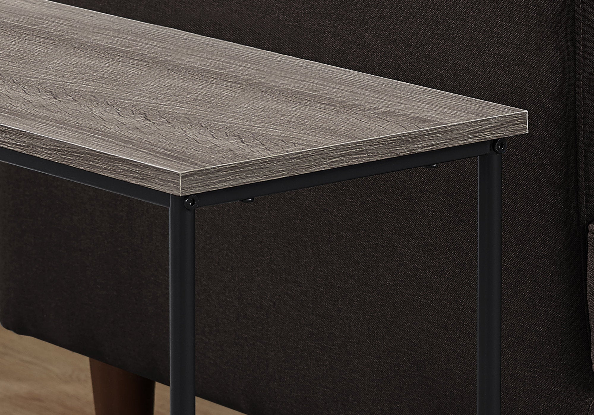 Dark Taupe Black MDF Metal Accent Table showcasing a rectangular tabletop and sturdy black metal frame, perfect for modern interiors.