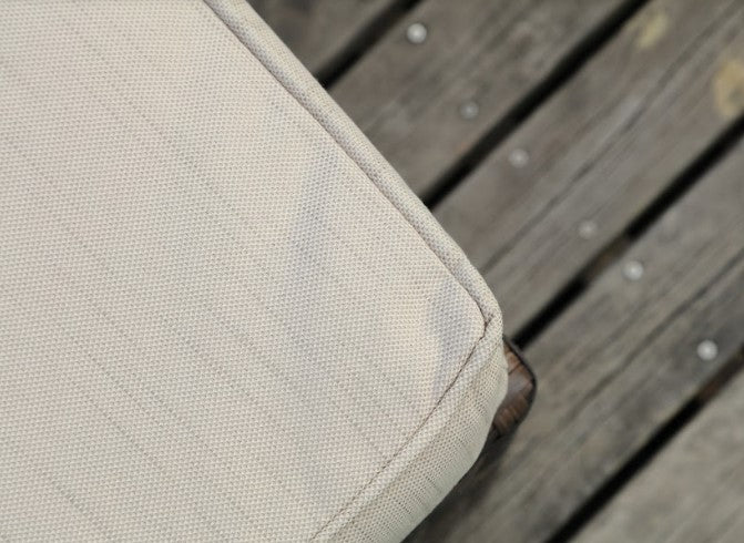 7-piece brown steel outdoor sectional sofa set with cushions, table, and storage box, perfect for outdoor relaxation.