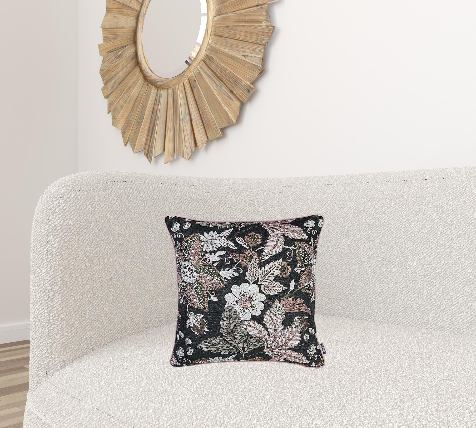 17x17 Jacquard Forest Night Decorative Throw Pillow Cover featuring luxurious fabric and hidden zipper closure.
