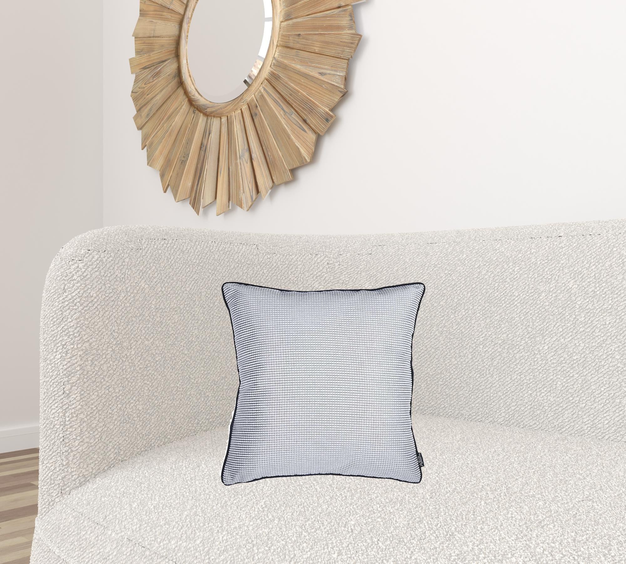 17x17 inches Jacquard Shadows Decorative Throw Pillow Cover in light gray, showcasing luxurious fabric and hidden zipper closure.
