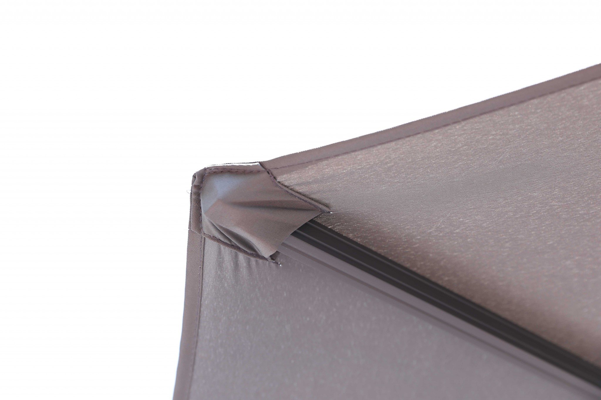 A stylish 118" X 118" X 97" gray steel standing umbrella, showcasing contemporary design and high-grade iron construction.