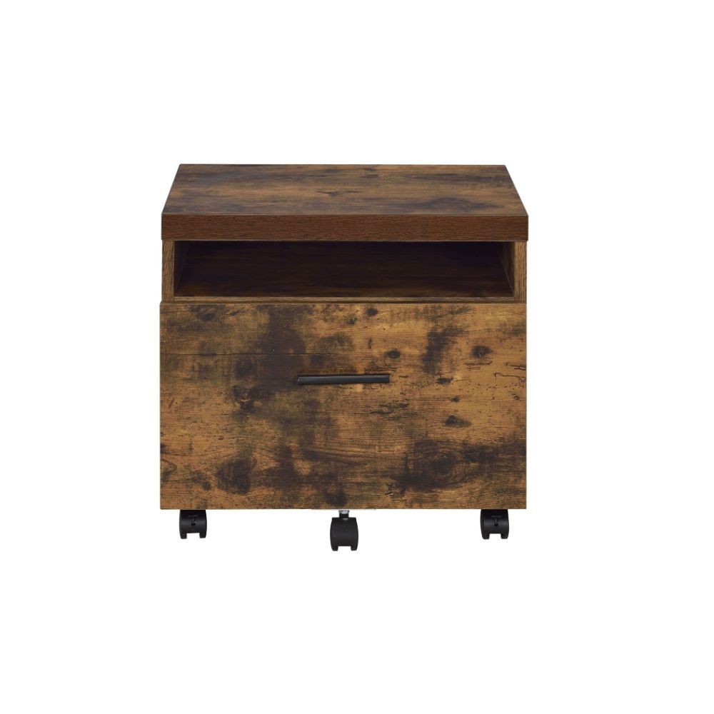 Weathered Oak File Cabinet with sleek design and clean lines, perfect for office organization.