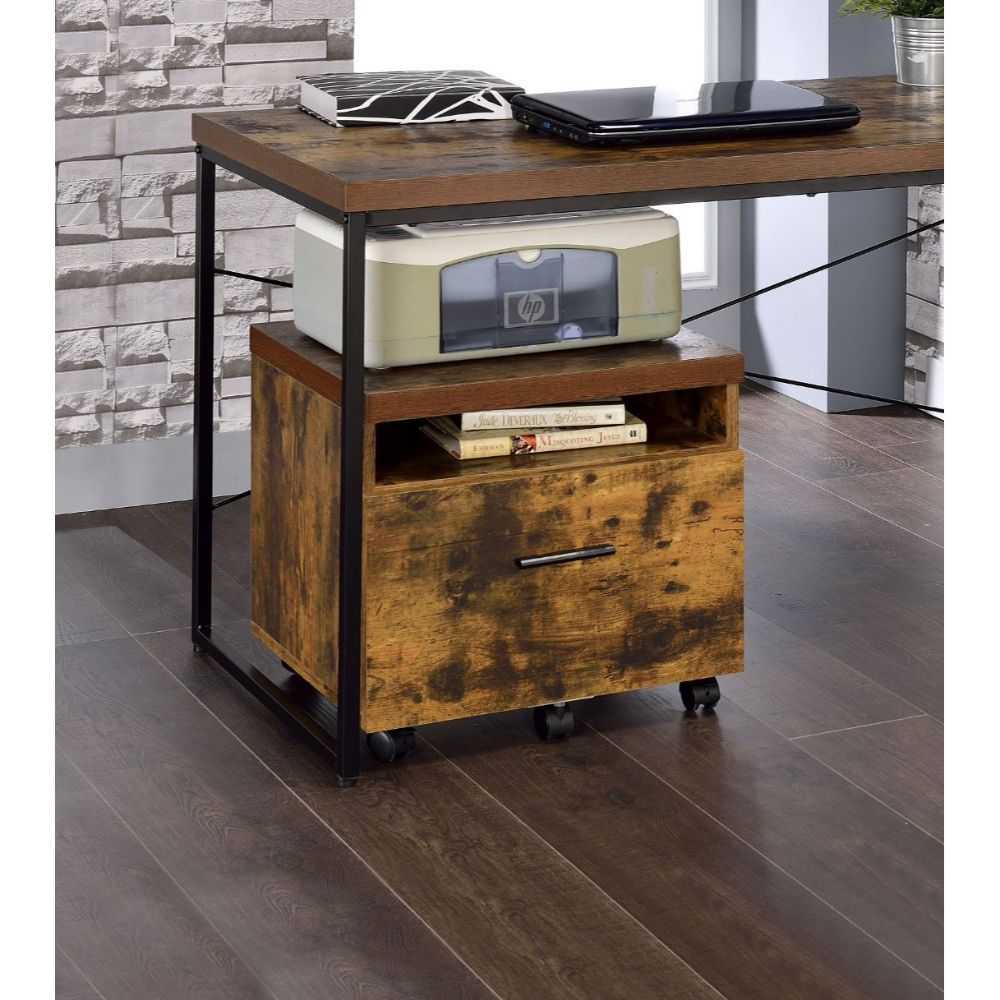 Weathered Oak File Cabinet with sleek design and clean lines, perfect for office organization.