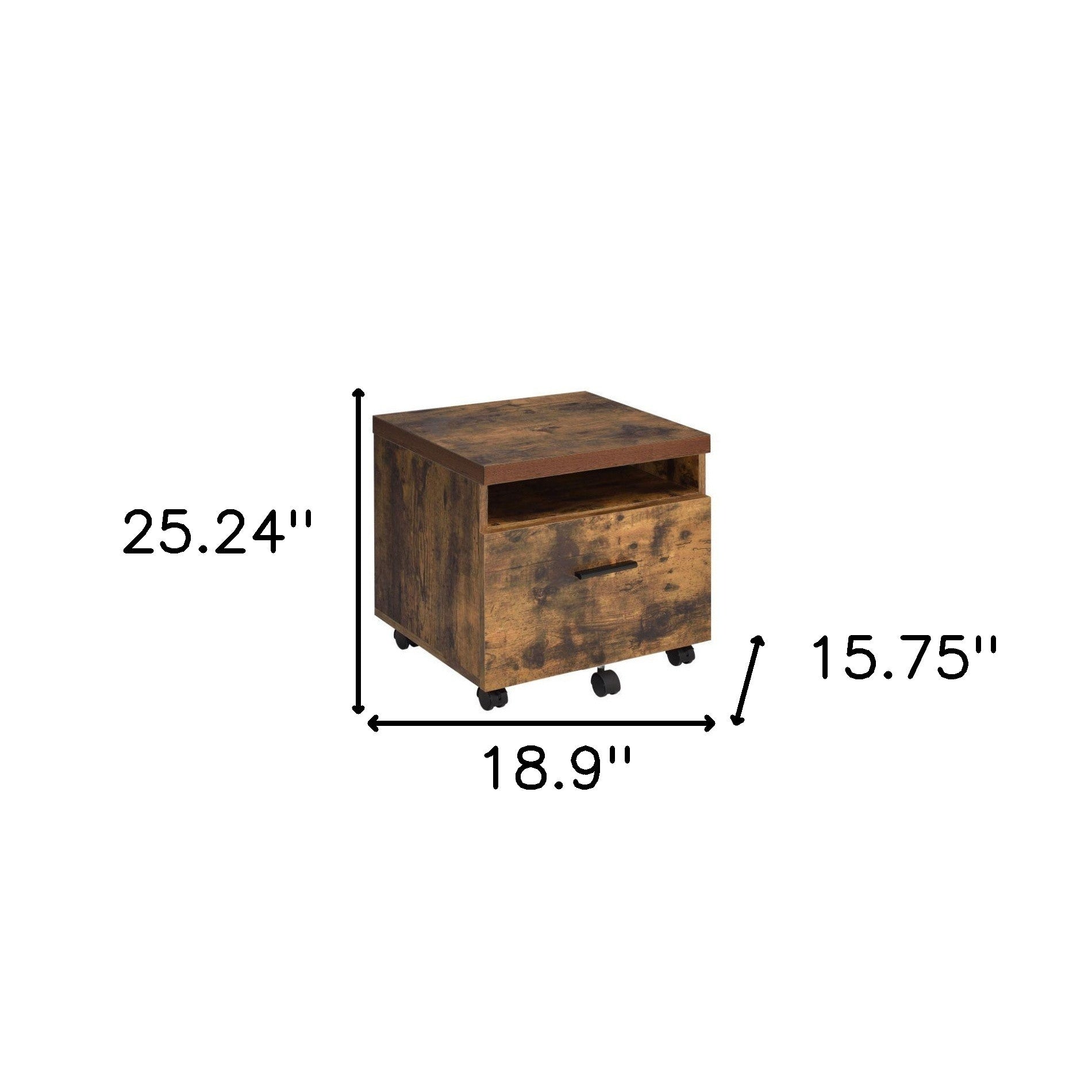 Weathered Oak File Cabinet with sleek design and clean lines, perfect for office organization.