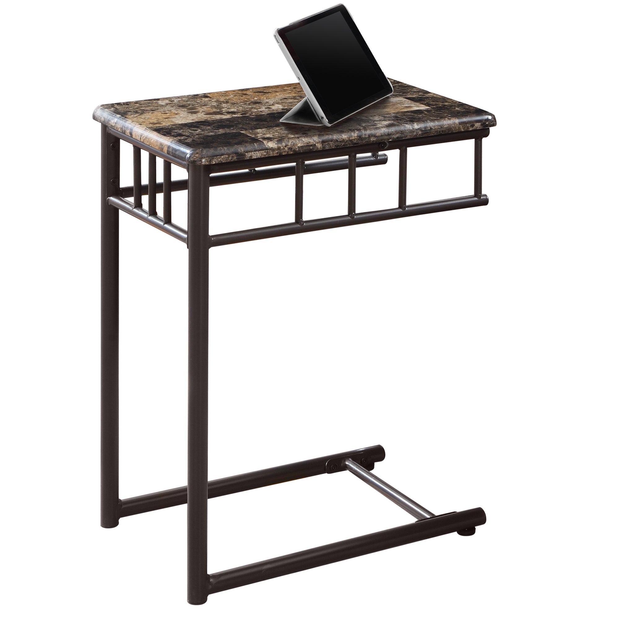 Elegant 18x12x24 inches cappuccino brown MDF metal accent table showcasing sleek design and sturdy construction.