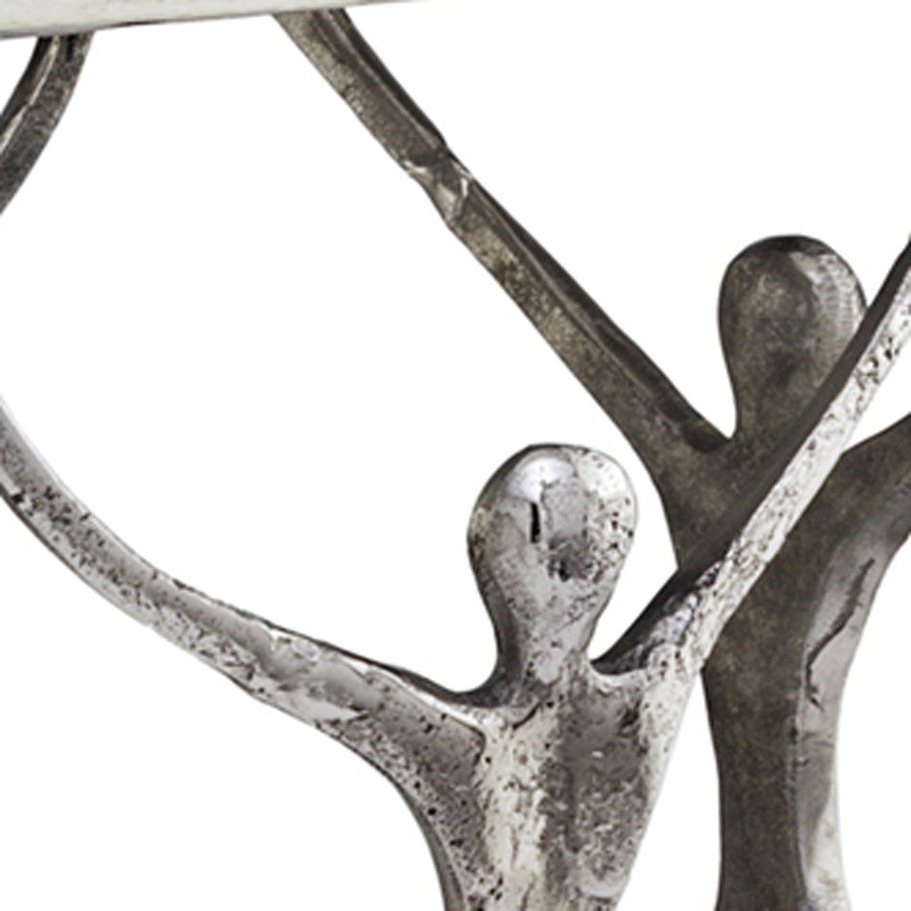 A stylish 18x18x18 buffed man figure table made of aluminum, showcasing a modern design with a polished surface.