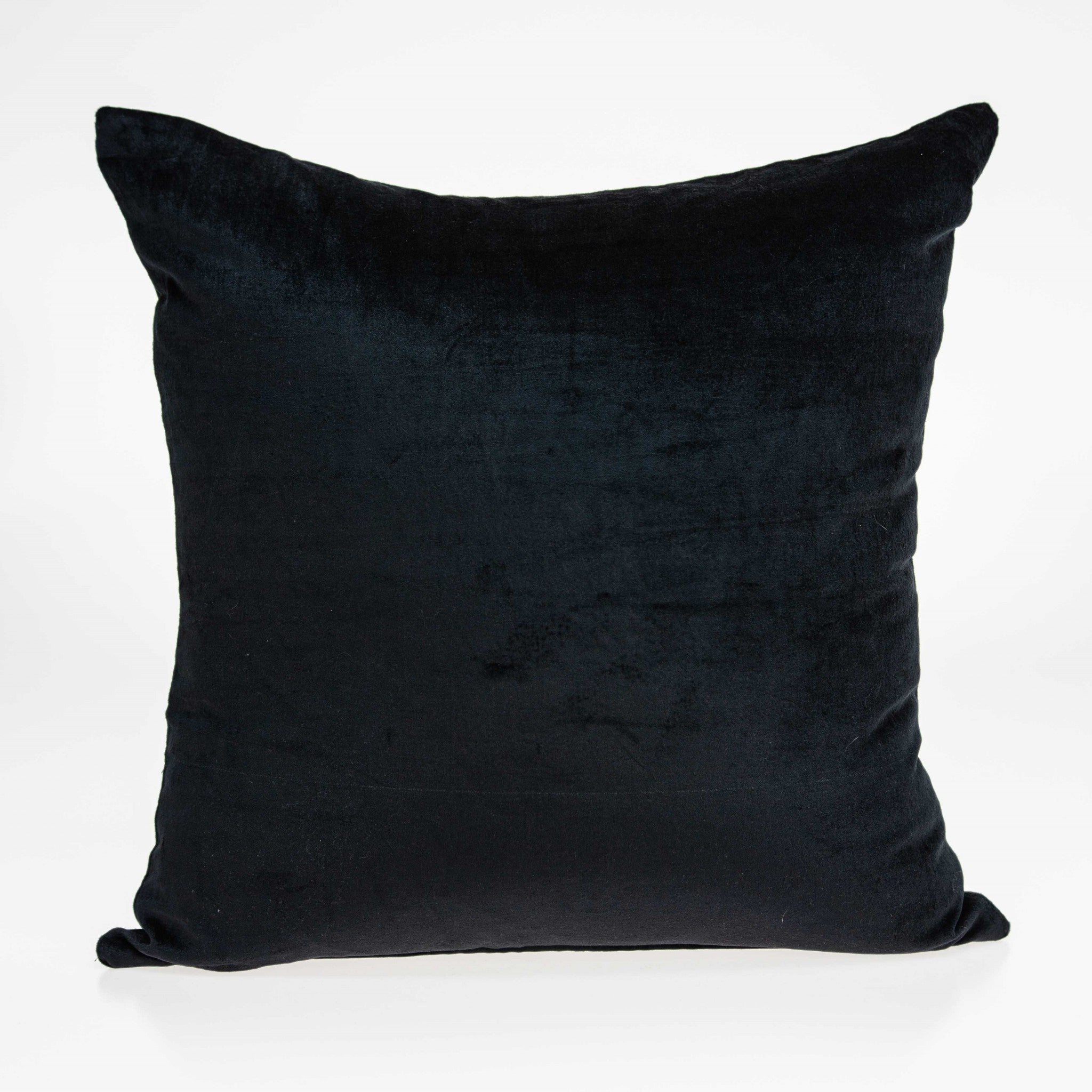 Transitional black solid pillow cover measuring 18x7x18 inches, made from cotton and viscose with polyfill insert.