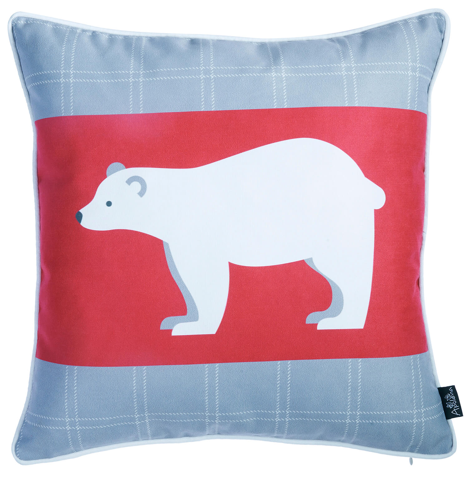 18x18 Christmas Bear Printed Decorative Throw Pillow Cover featuring a colorful bear design on luxurious brushed fabric with hidden zipper closure.