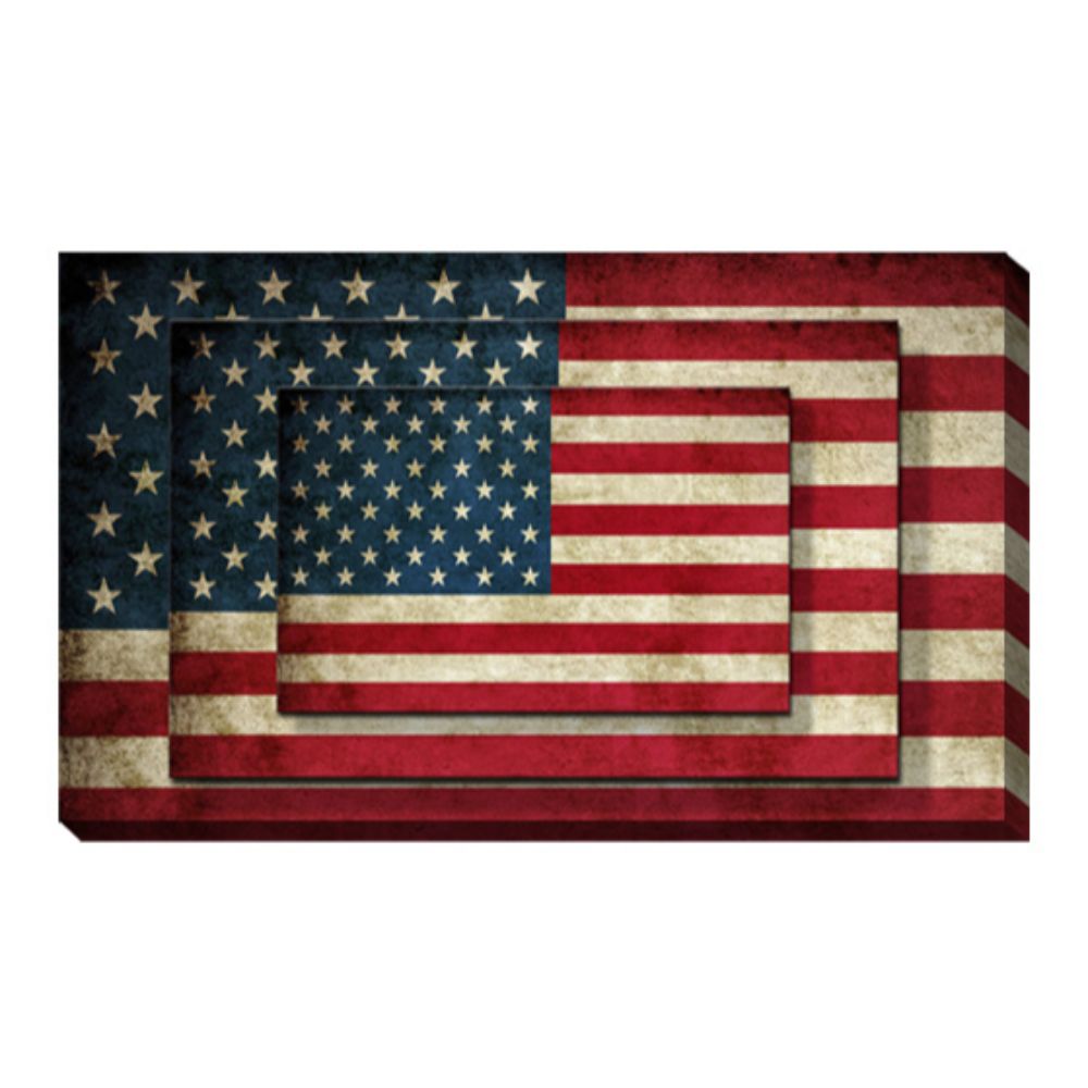 Multi-color canvas print wall art featuring the American flag, measuring 1x9x13 inches, ideal for home or office decoration.