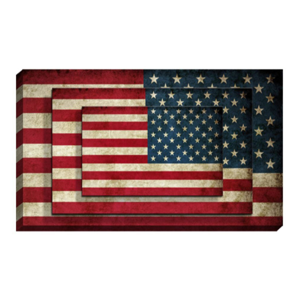Multi-color canvas print wall art featuring the American flag, measuring 1x9x13 inches, ideal for home or office decoration.