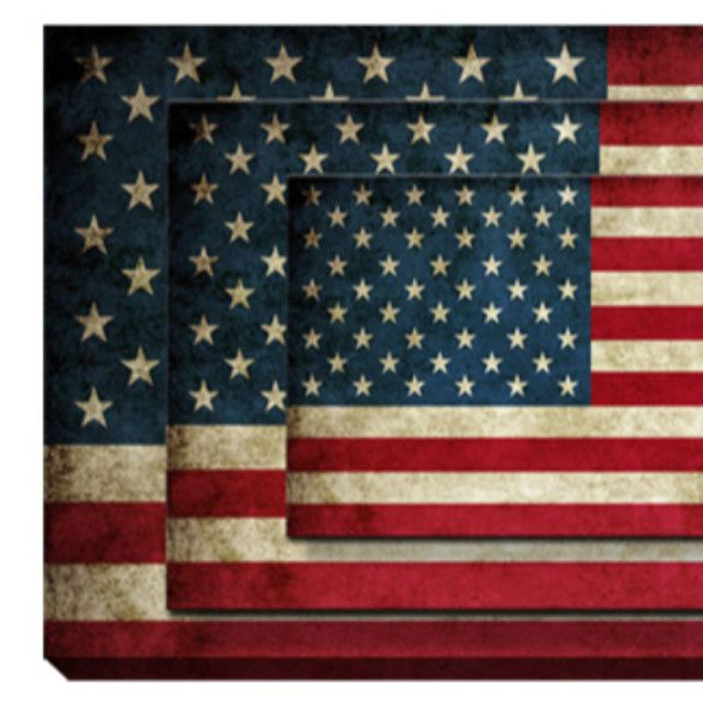 Multi-color canvas print wall art featuring the American flag, measuring 1x9x13 inches, ideal for home or office decoration.