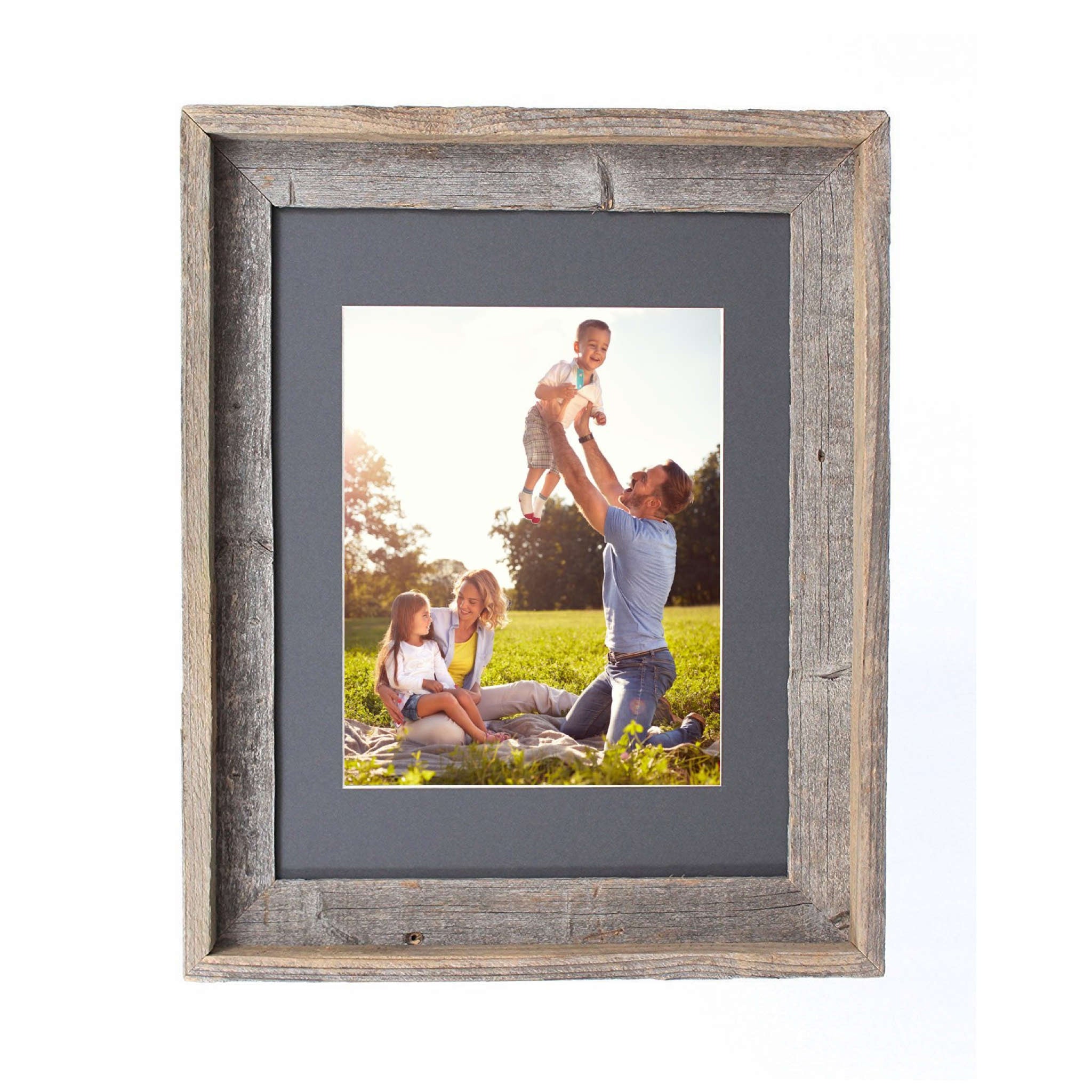 11x14 rustic cinder picture frame made from reclaimed wood with a plexiglass holder, showcasing a beautiful photo.