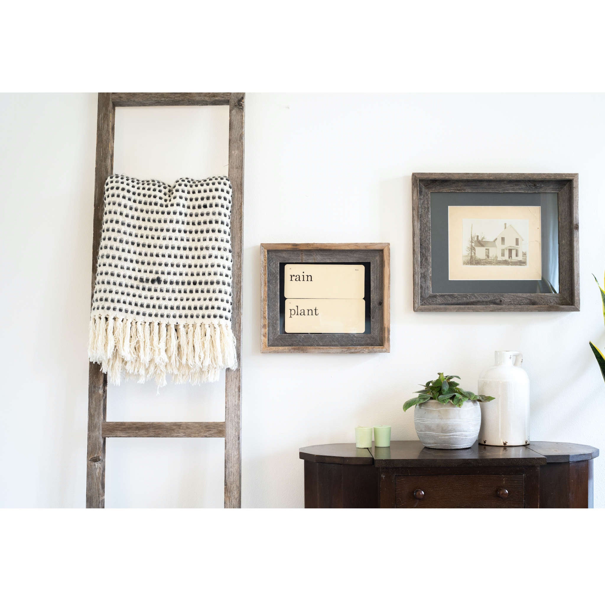 11x14 rustic cinder picture frame made from reclaimed wood with a plexiglass holder, showcasing a beautiful photo.