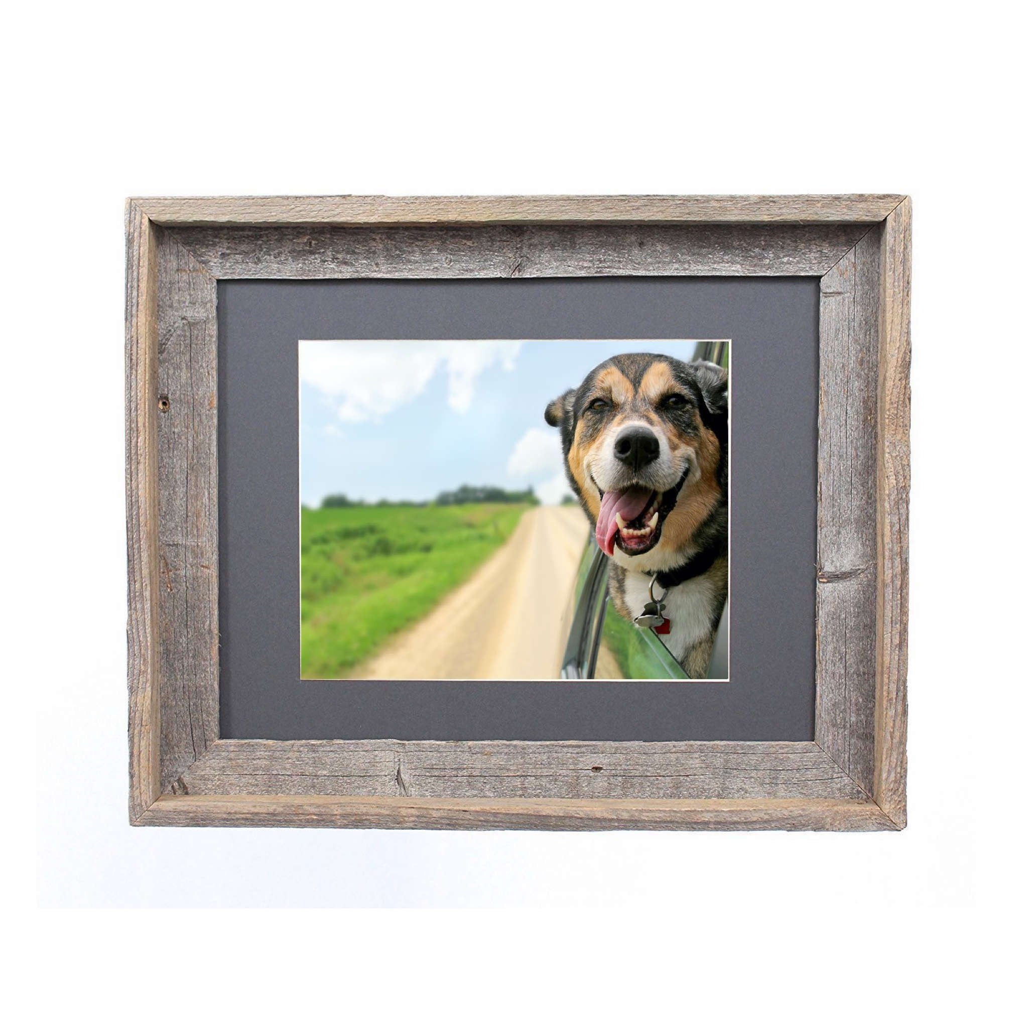 11x14 rustic cinder picture frame made from reclaimed wood with a plexiglass holder, showcasing a beautiful photo.