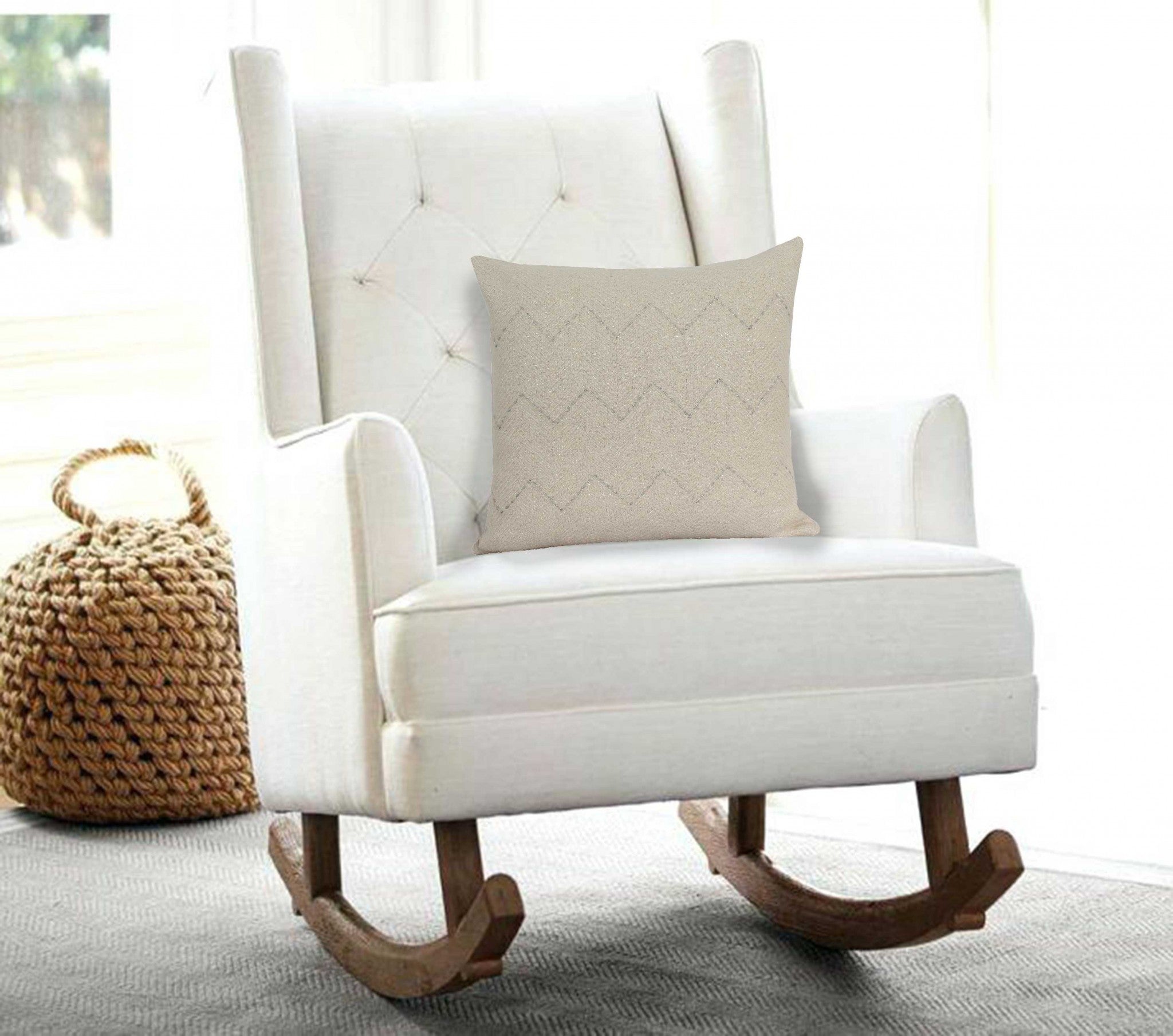 Transitional beige pillow cover measuring 20x6x14 inches, made from 100% cotton with a soft texture and elegant design.