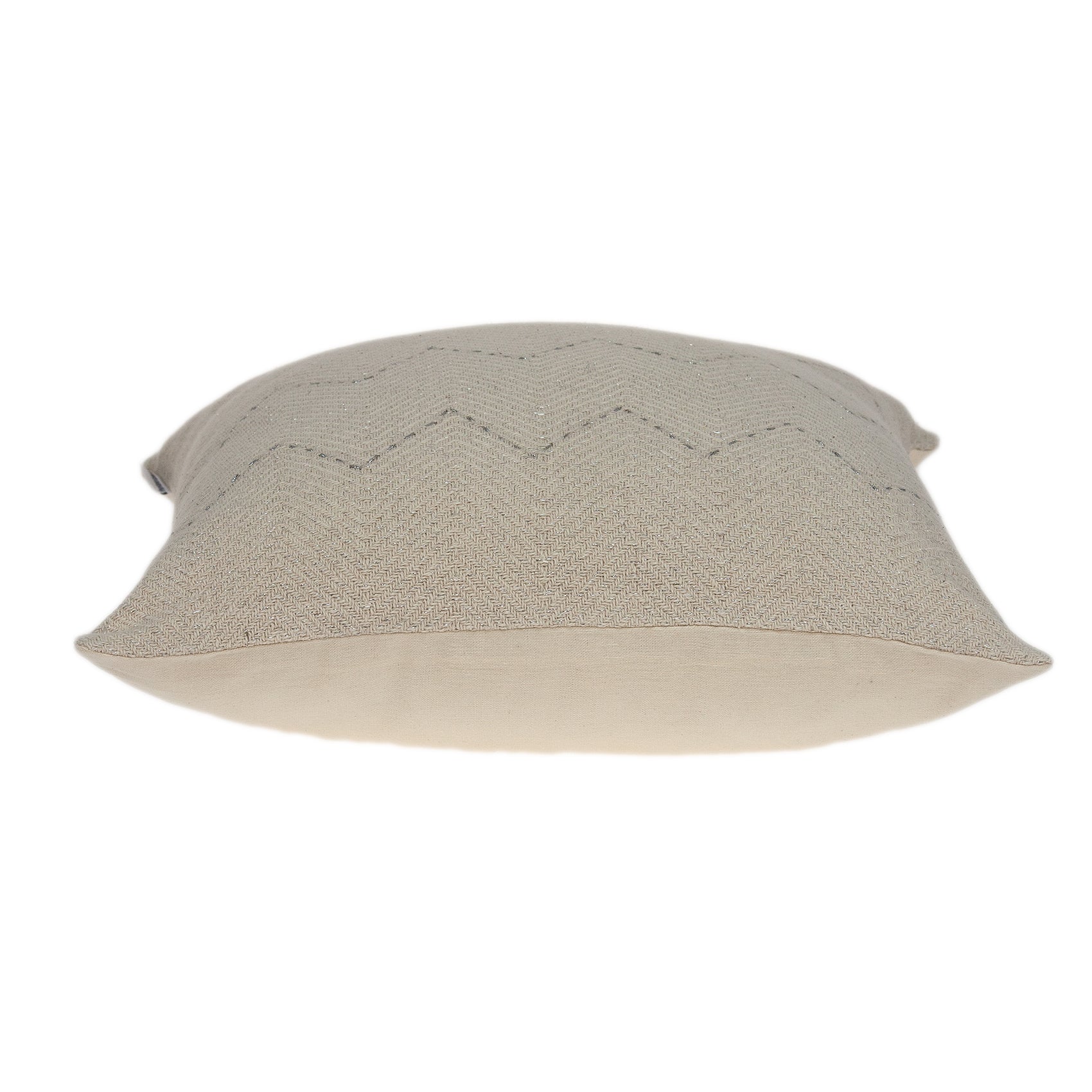 Transitional beige pillow cover measuring 20x6x14 inches, made from 100% cotton with a soft texture and elegant design.