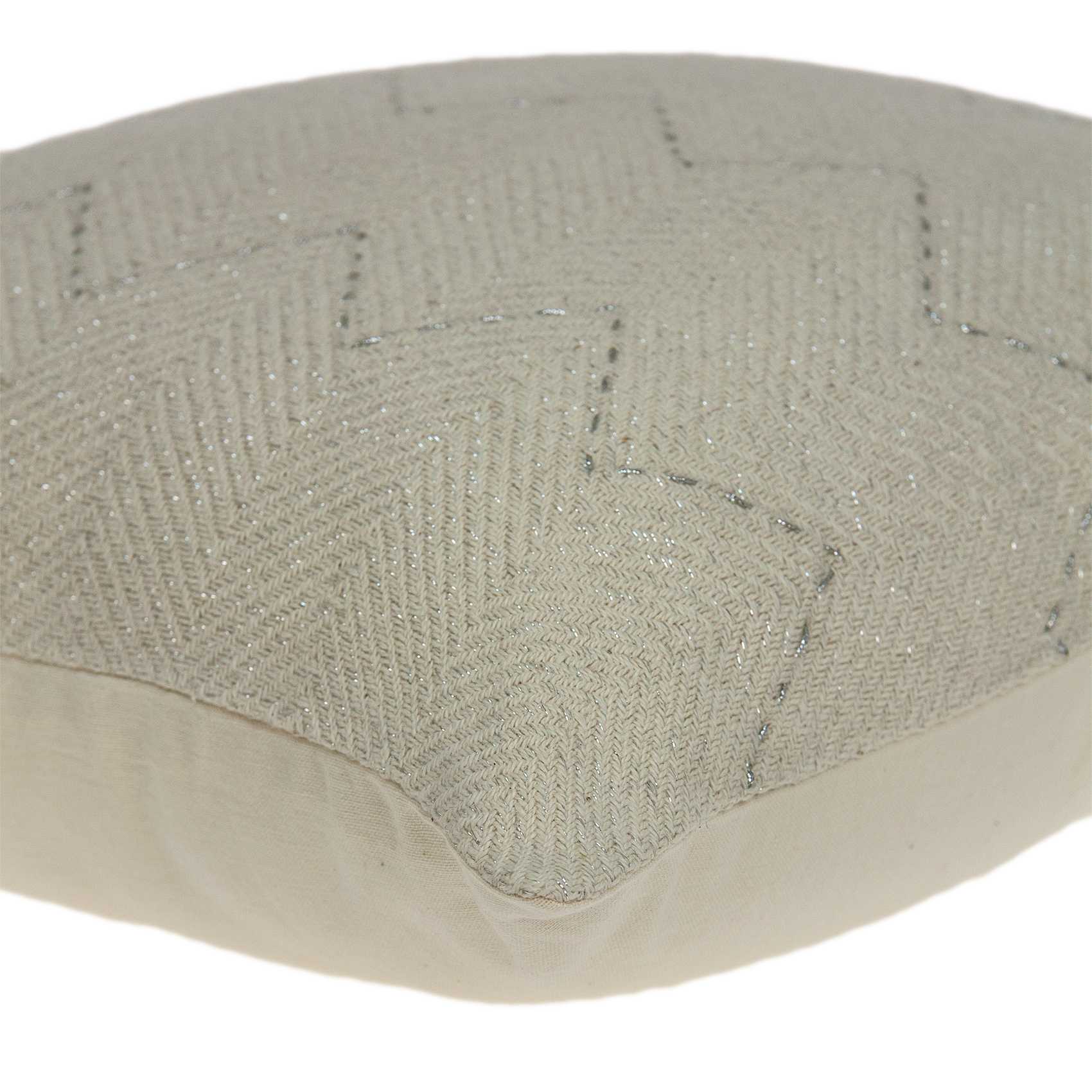 Transitional beige pillow cover measuring 20x6x14 inches, made from 100% cotton with a soft texture and elegant design.