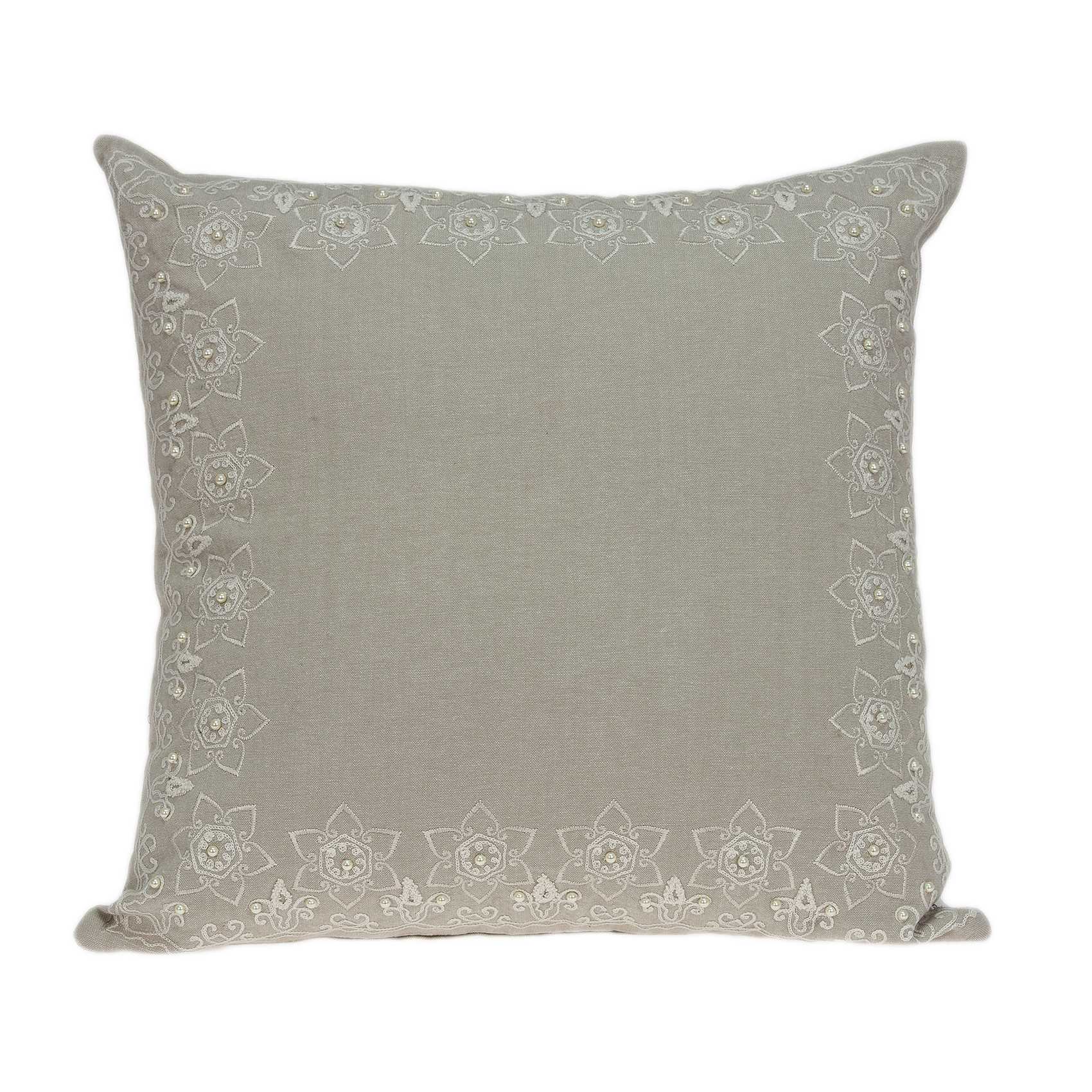 20x7x20 inches decorative transitional beige pillow made from 100% cotton, featuring a soft texture and elegant design.