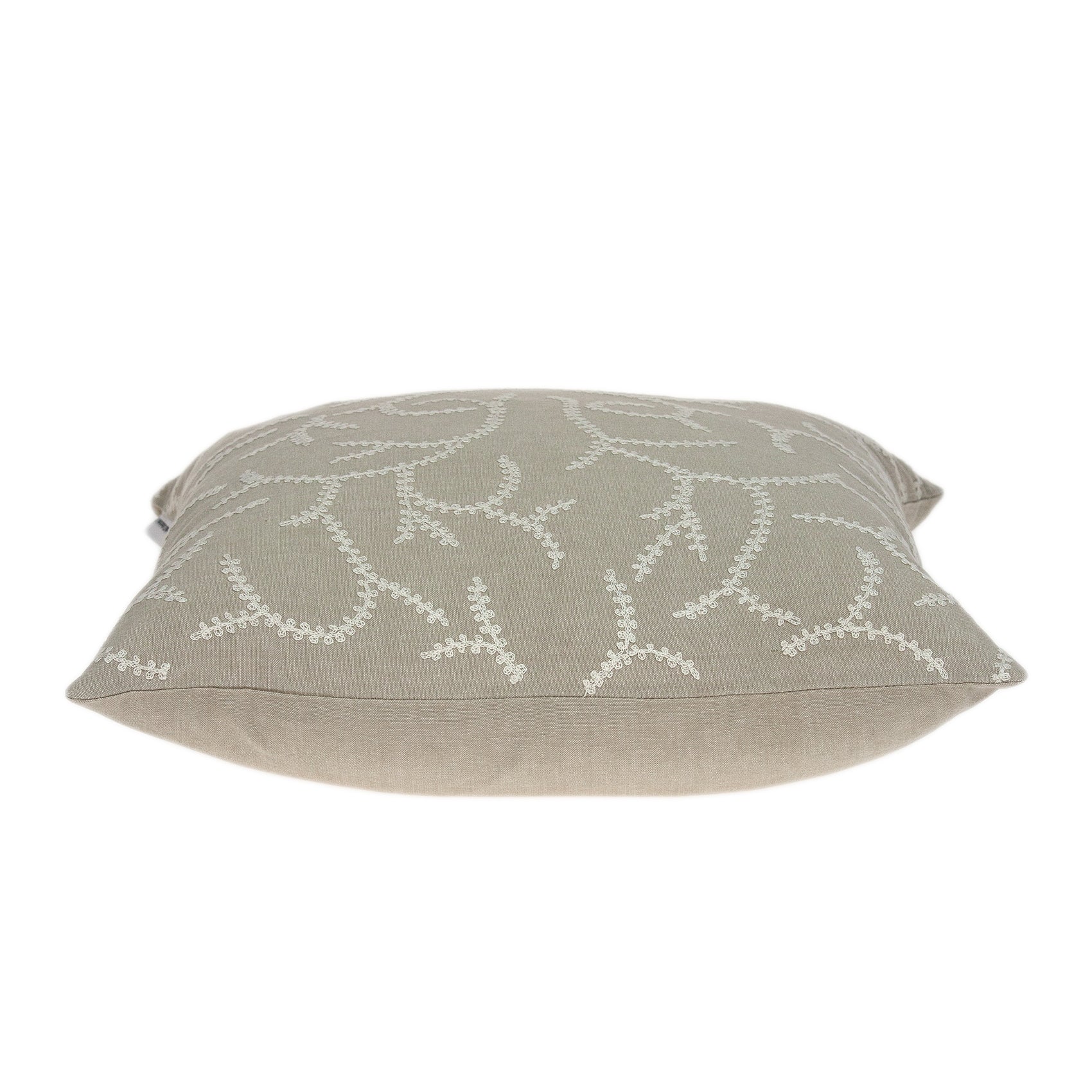 Elegant transitional beige pillow cover measuring 20x7x20 inches, made from 100% cotton with a soft texture and stylish design.