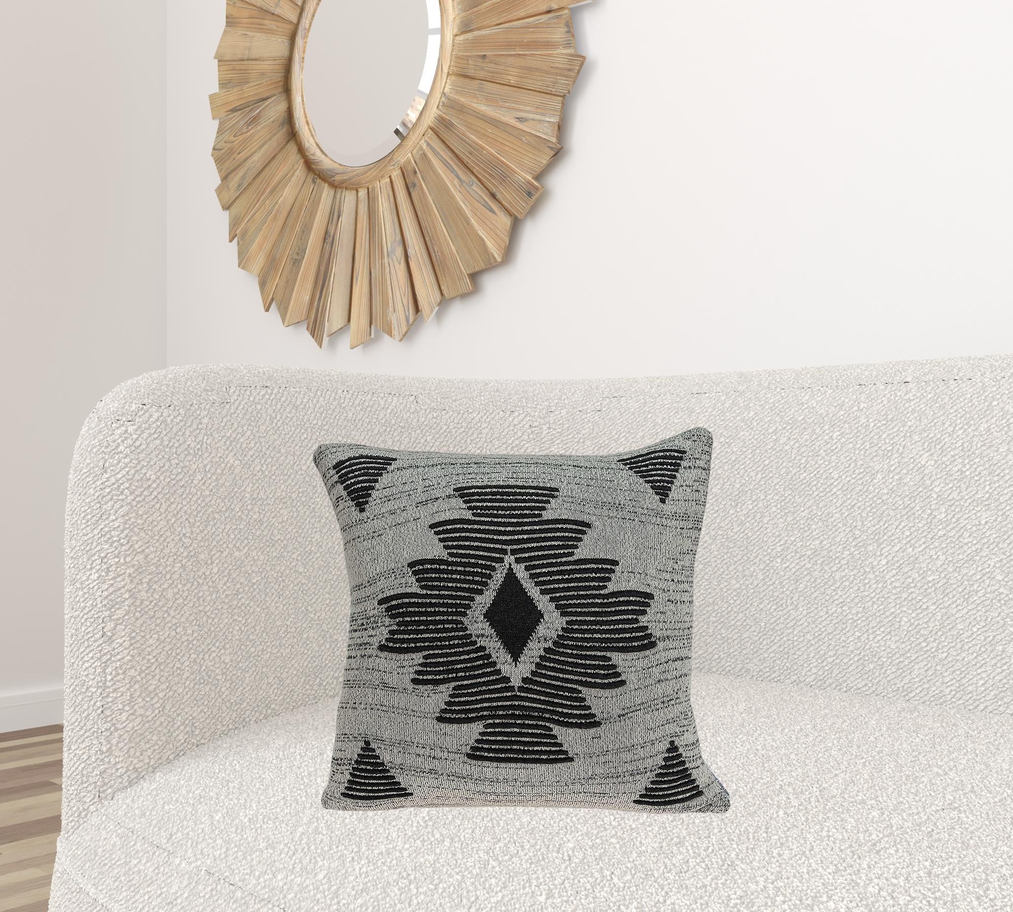 20x7x20 Southwest Gray Cotton Pillow Cover with polyfill insert, showcasing a stylish southwestern design and soft cotton material.