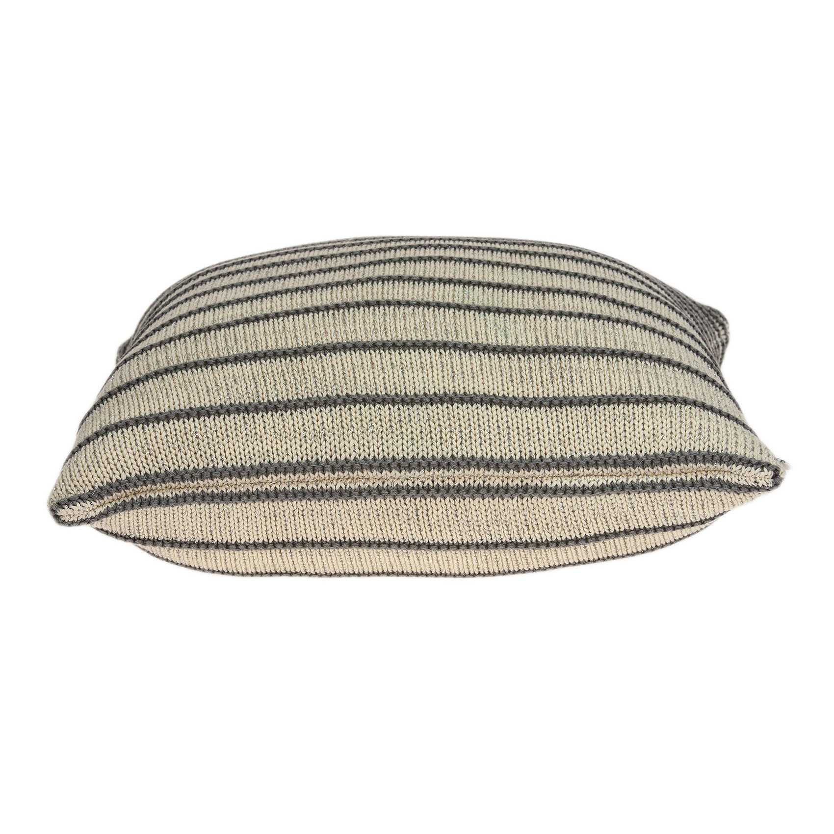 A stunning transitional tan pillow cover measuring 20x7x20 inches, made from 100% cotton with a soft texture and elegant striped pattern.