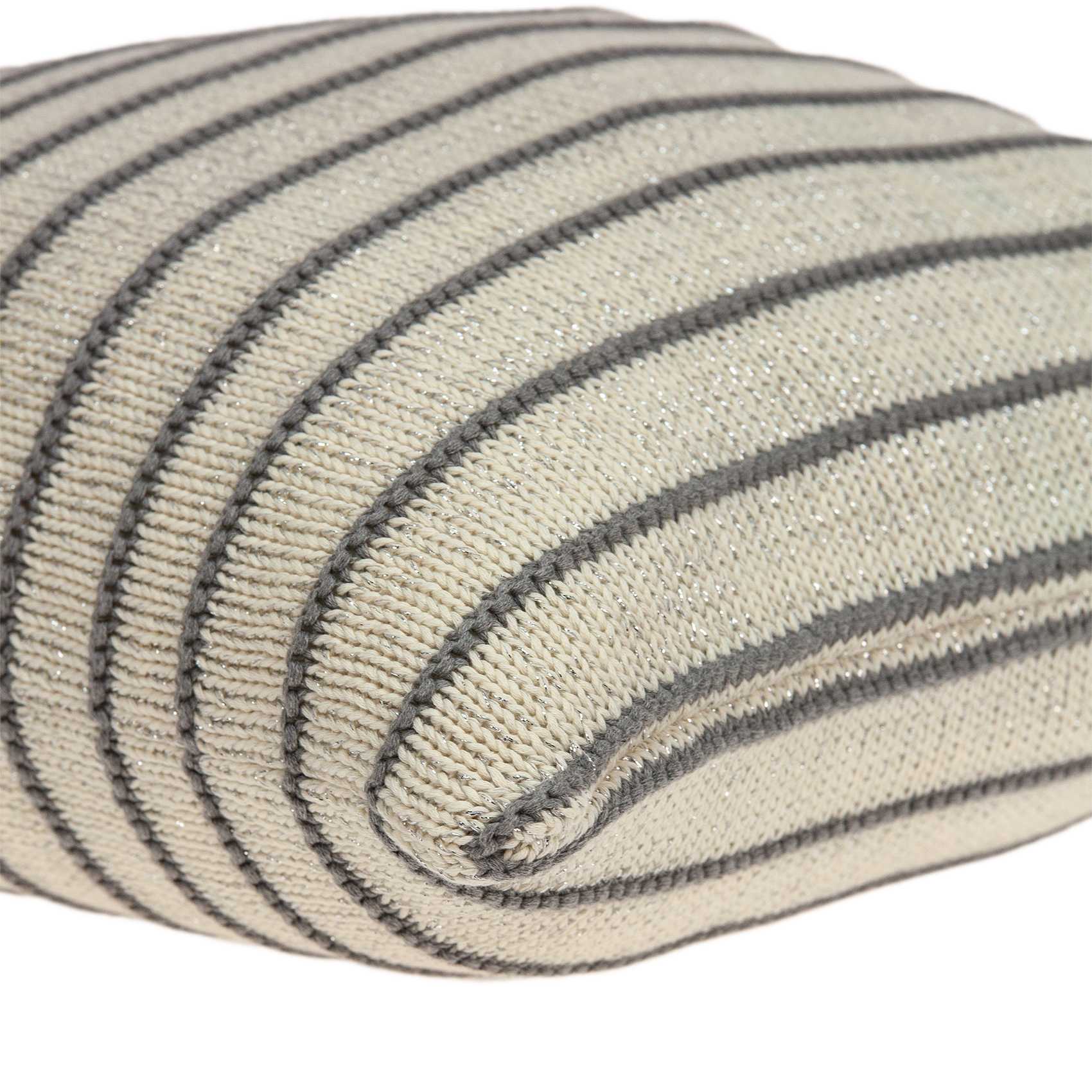 A stunning transitional tan pillow cover measuring 20x7x20 inches, made from 100% cotton with a soft texture and elegant striped pattern.