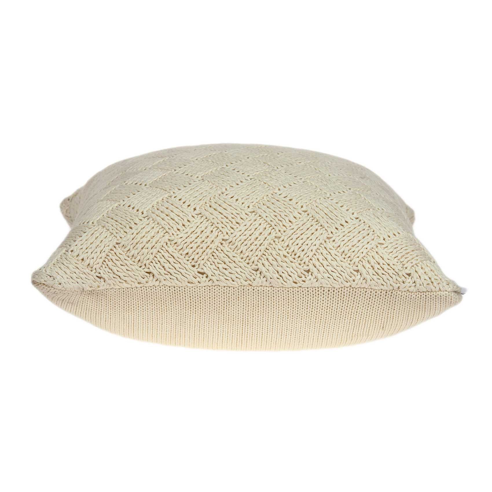 Transitional beige pillow cover measuring 20x7x20 inches, made from 100% cotton, showcasing a soft and elegant design.