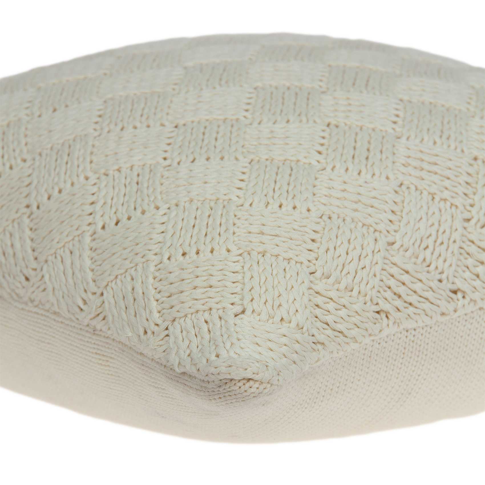 Transitional beige pillow cover measuring 20x7x20 inches, made from 100% cotton, showcasing a soft and elegant design.