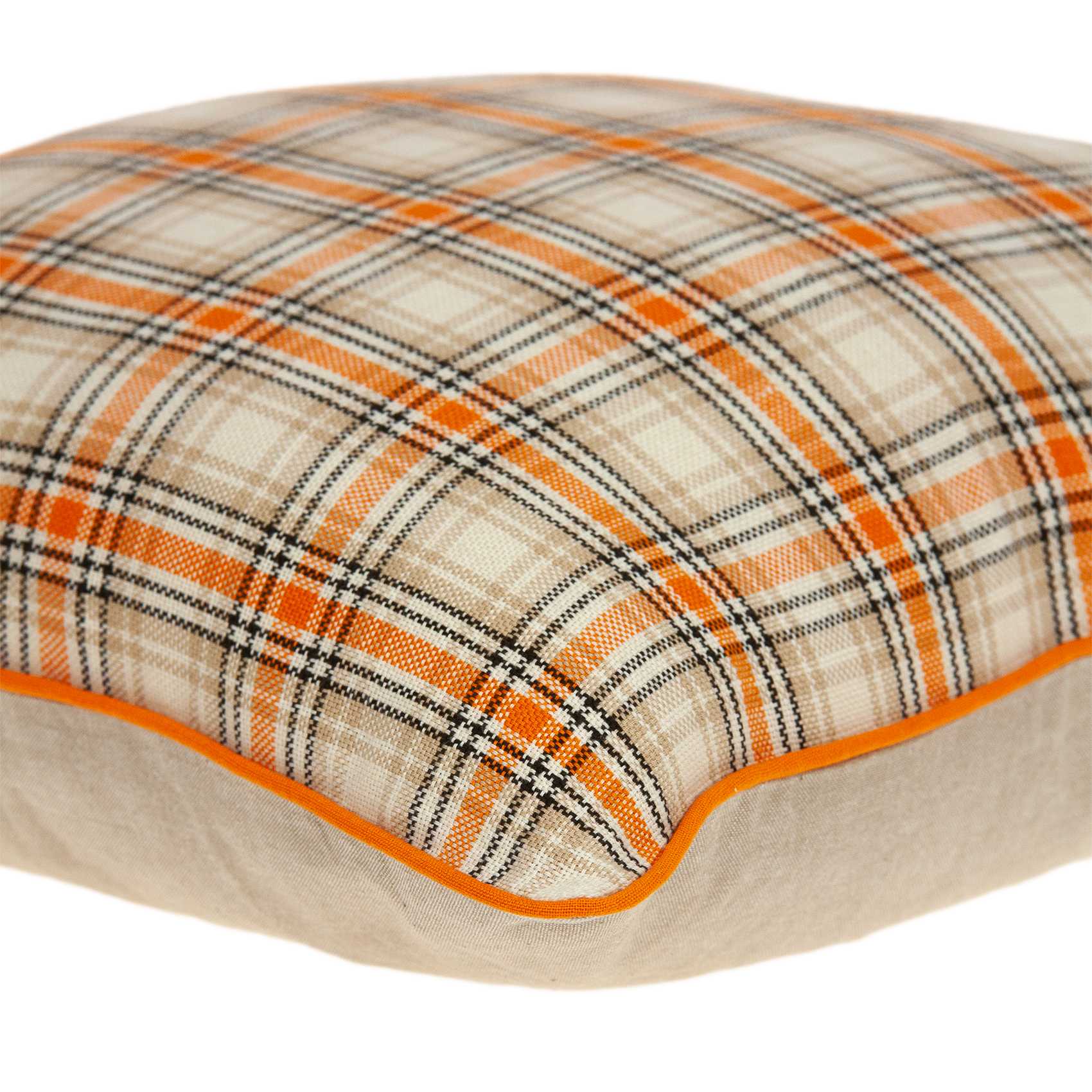 A vibrant 20x7x20 inches transitional multicolor cotton pillow with a soft polyfill insert, showcasing a stylish plaid pattern.
