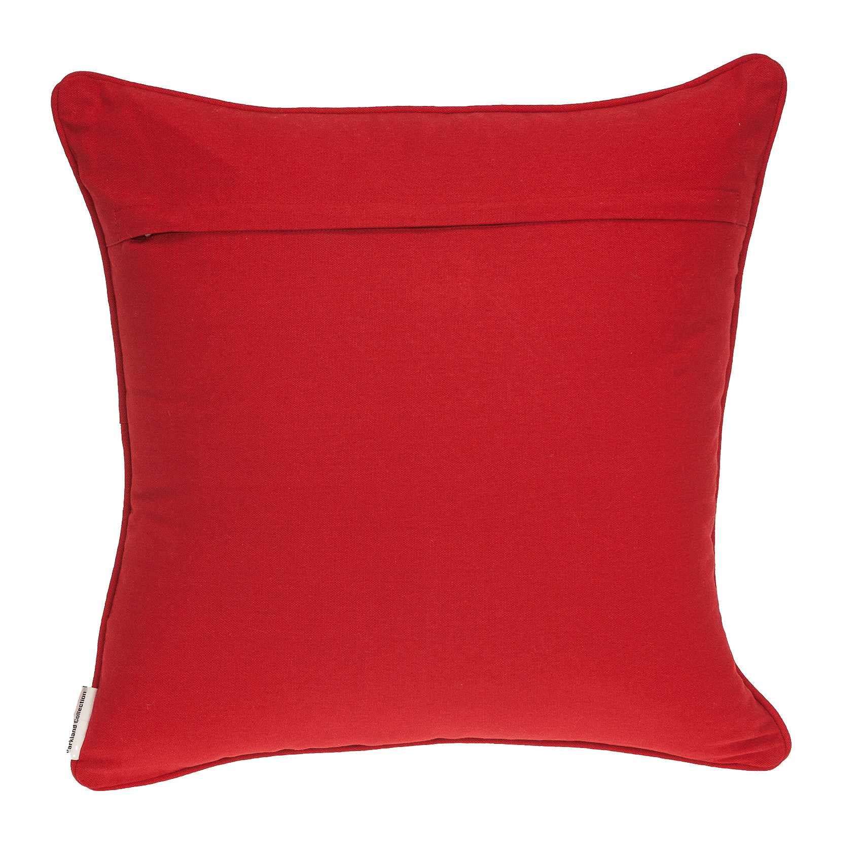 Transitional red and white accent pillow, 20x7x20 inches, featuring a quatrefoil pattern and removable cotton cover.