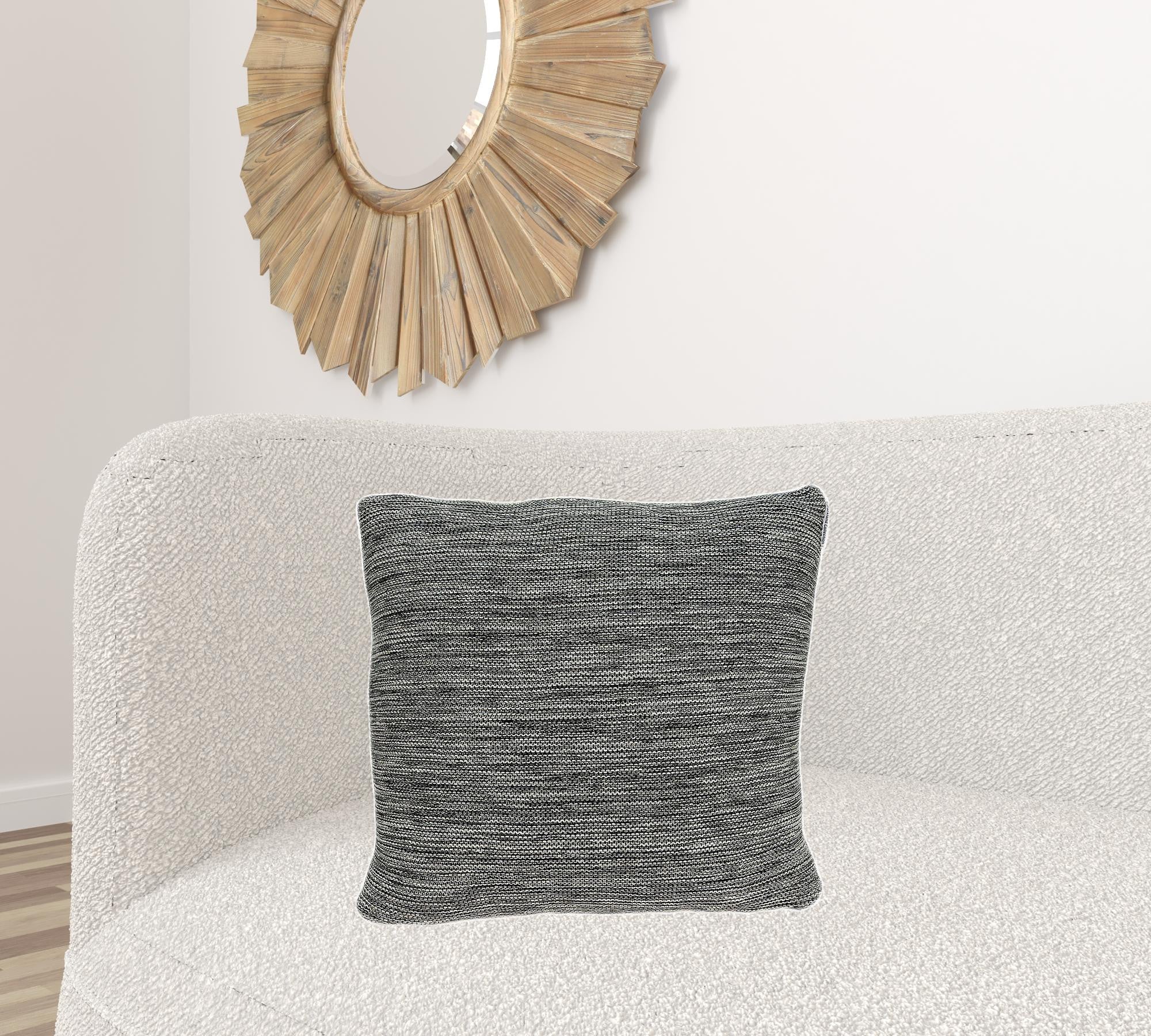 20 inches x 20 inches Transitional Heather Gray Cotton Pillow with soft cotton fabric and elegant design, perfect for home decor.