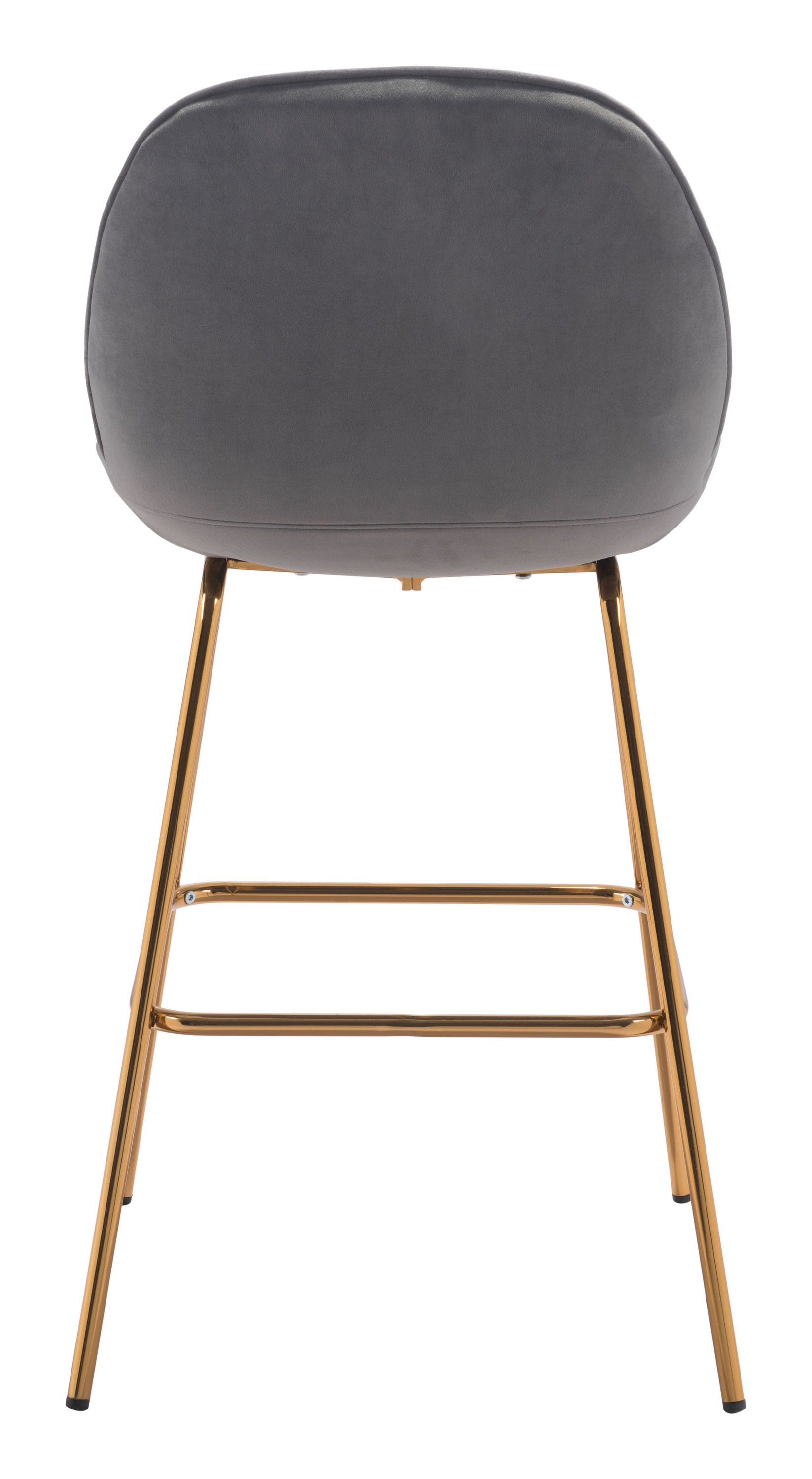 Stylish Graphite Gray Velvet Bar Chair with stainless steel legs and gold accents, perfect for modern interiors.