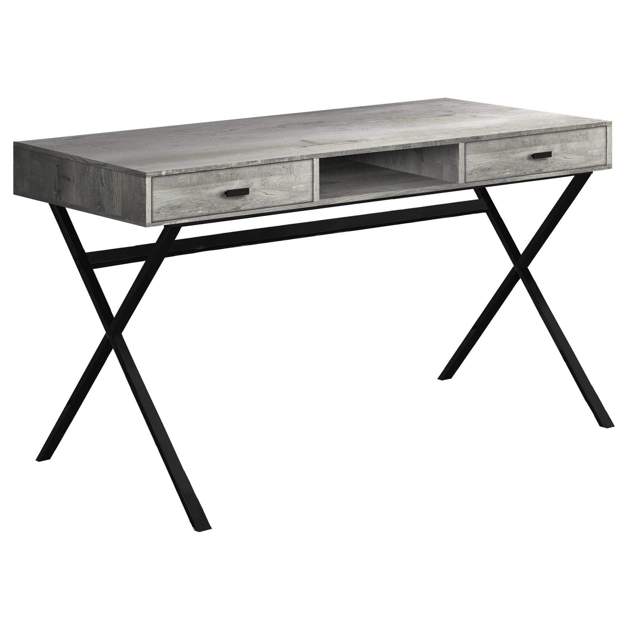 A stylish white chrome particle board desk with a sleek design, featuring a storage drawer, perfect for home or office use.