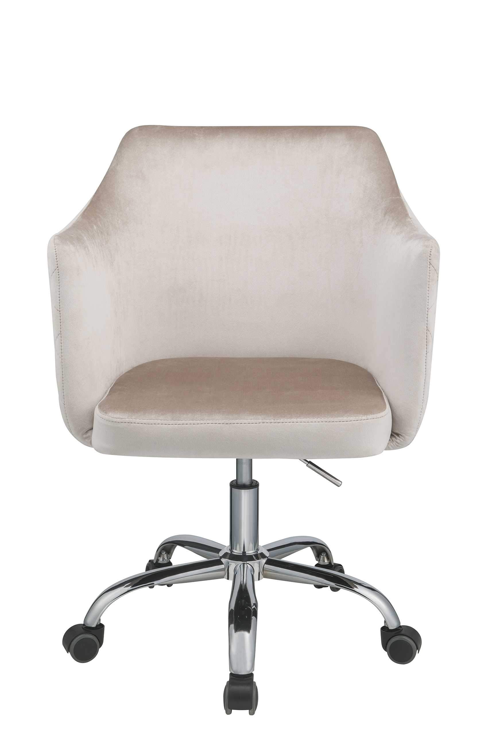 Champagne Velvet Office Chair with padded seat and chrome base, perfect for modern workspaces.