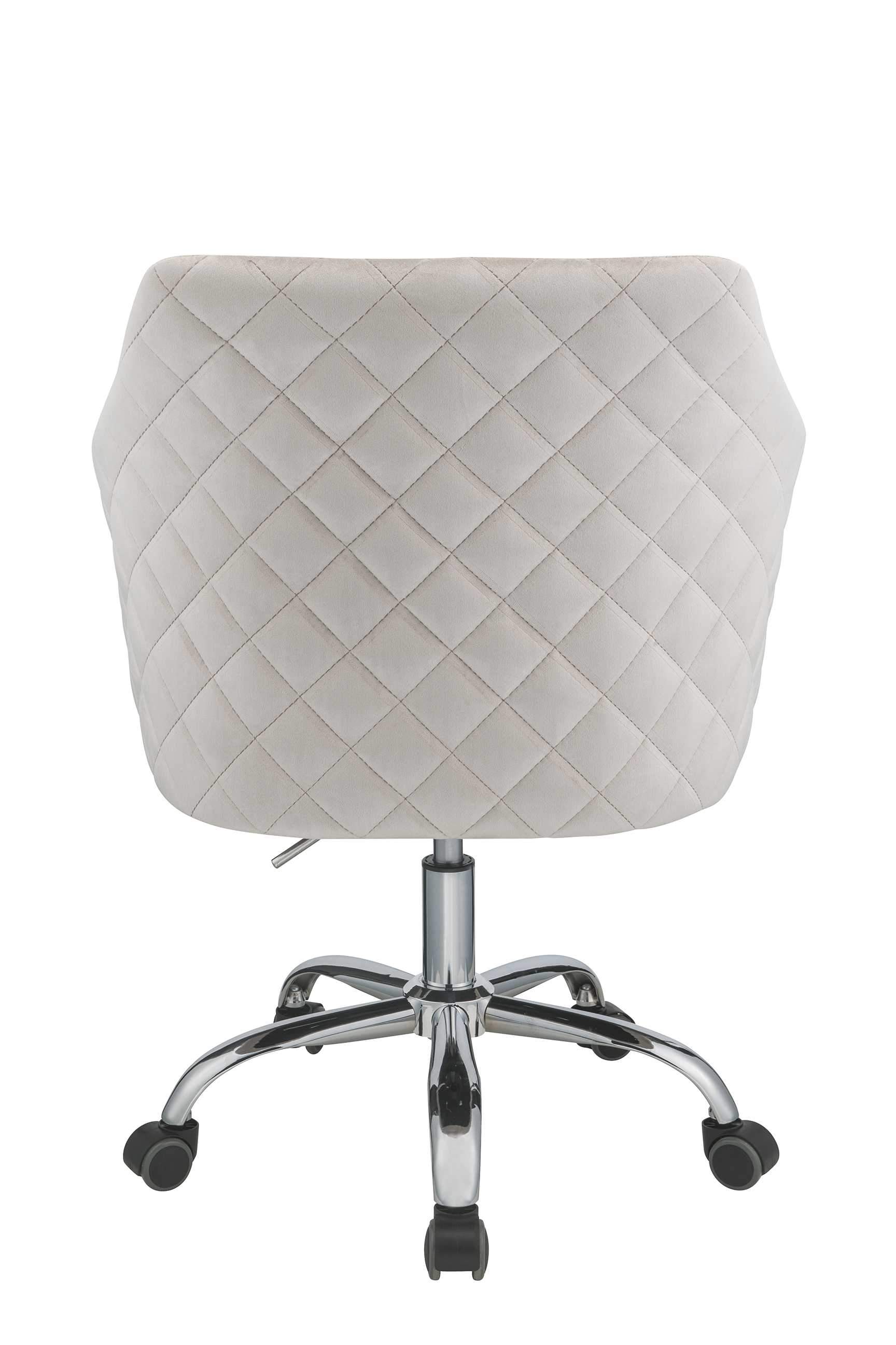 Champagne Velvet Office Chair with padded seat and chrome base, perfect for modern workspaces.