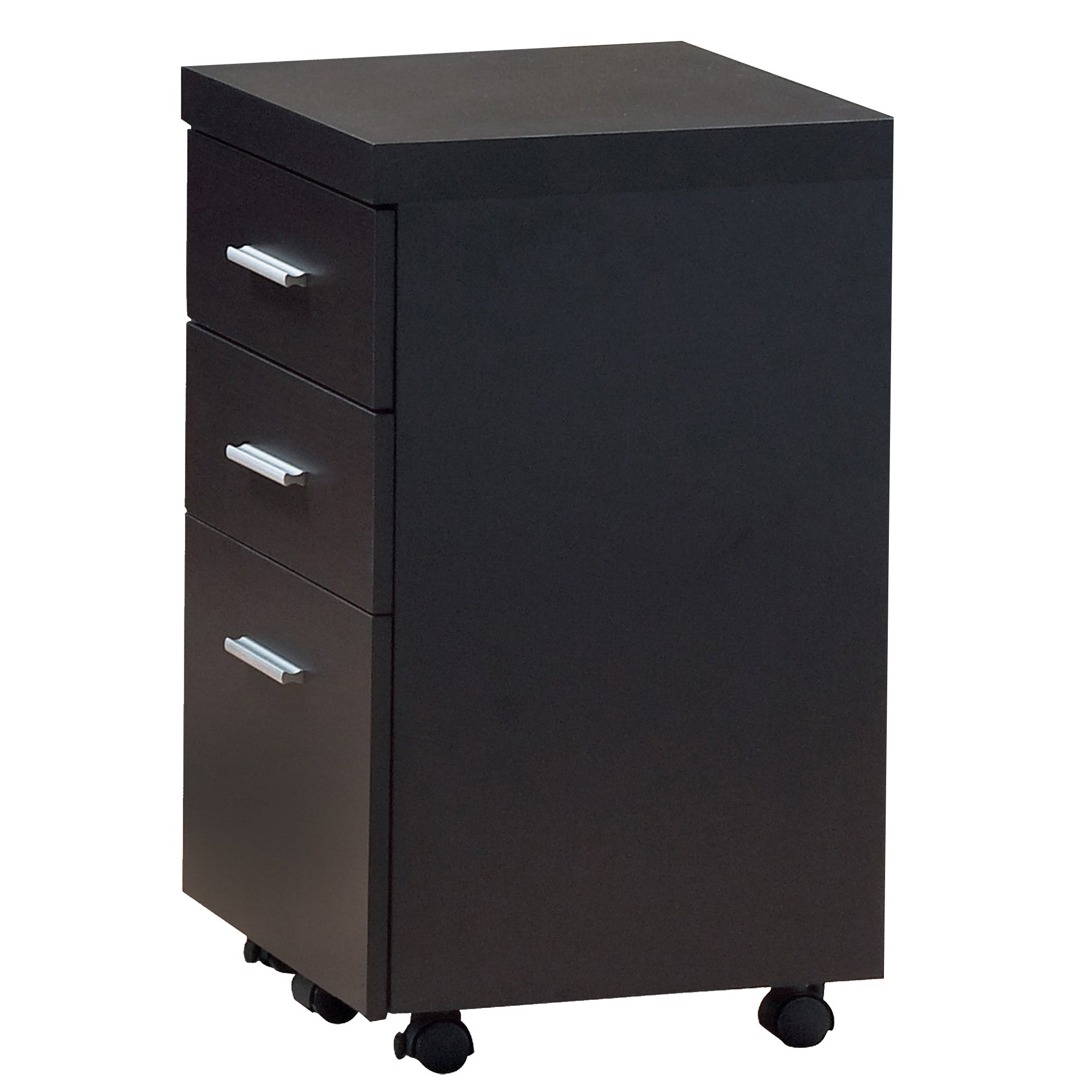 Stylish 26.75" cappuccino filing cabinet with three drawers, perfect for home or office organization.