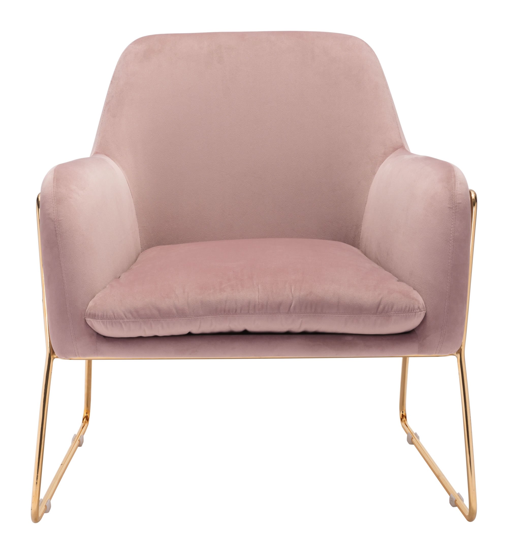 A luxurious pink velvet arm chair with flared arms and a chromed steel frame, elegantly designed for comfort and style.