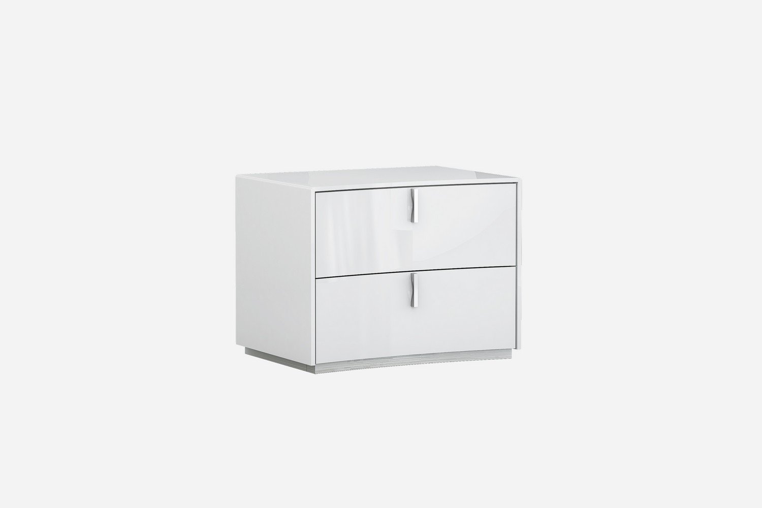 A stylish white nightstand measuring 22x18x18 inches with two drawers, perfect for bedroom decor.