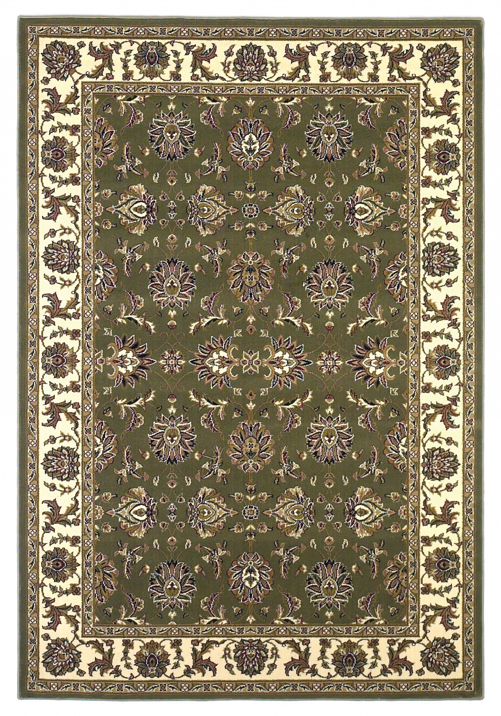 A beautiful 2x3 inches Polypropylene rug in green and ivory with a Kashan pattern, perfect for enhancing home decor.